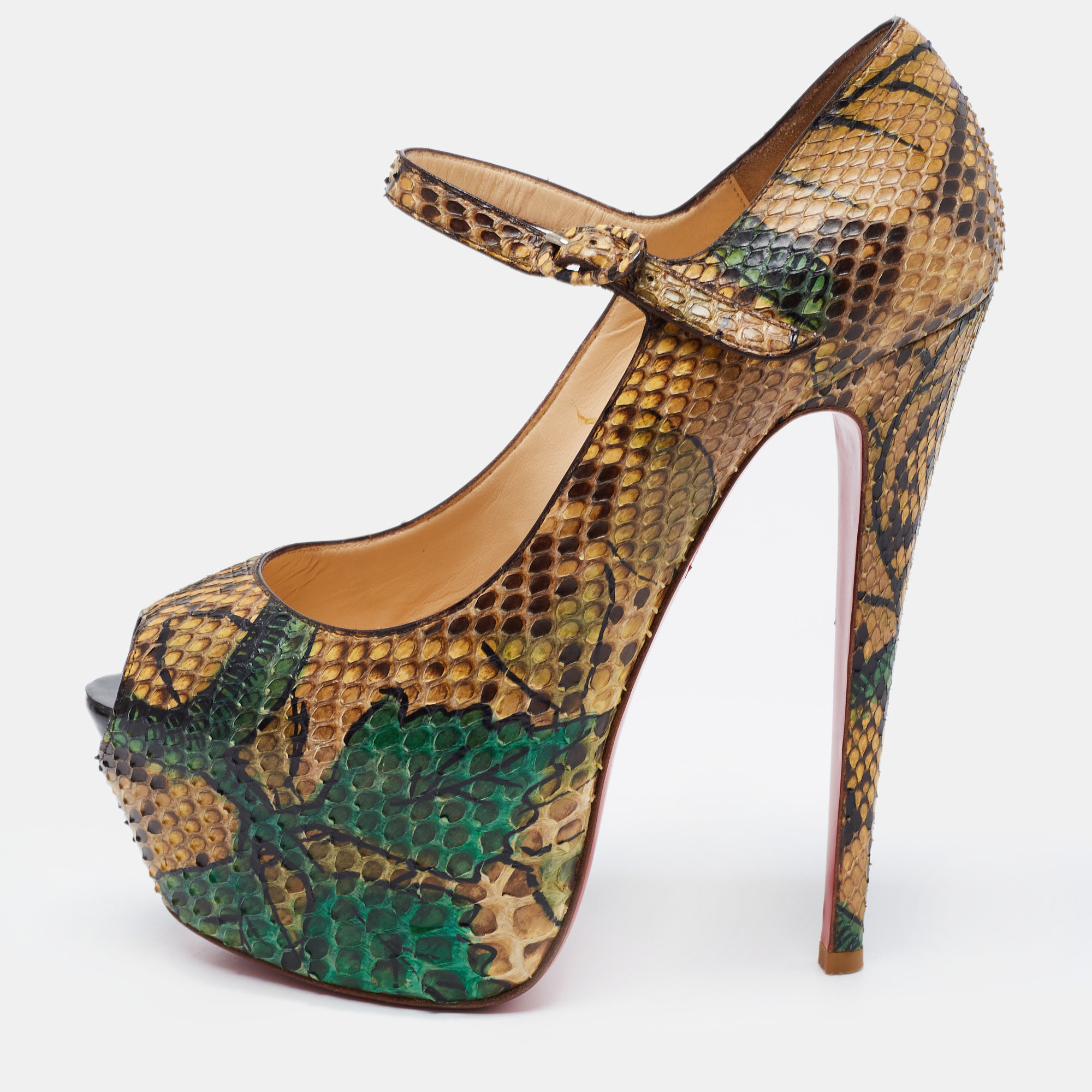 Pre-owned Christian Louboutin Multicolor Python Leather Lady Highness Pumps Size 38