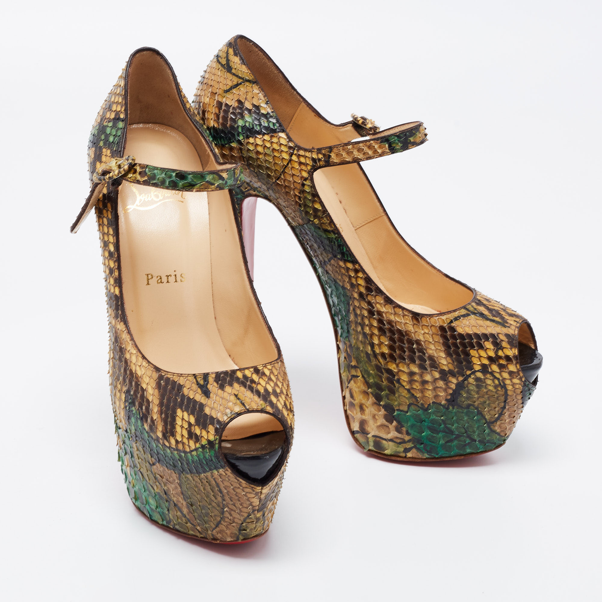 Christian Louboutin Multicolor Python Leather Lady Highness Pumps Size 38 