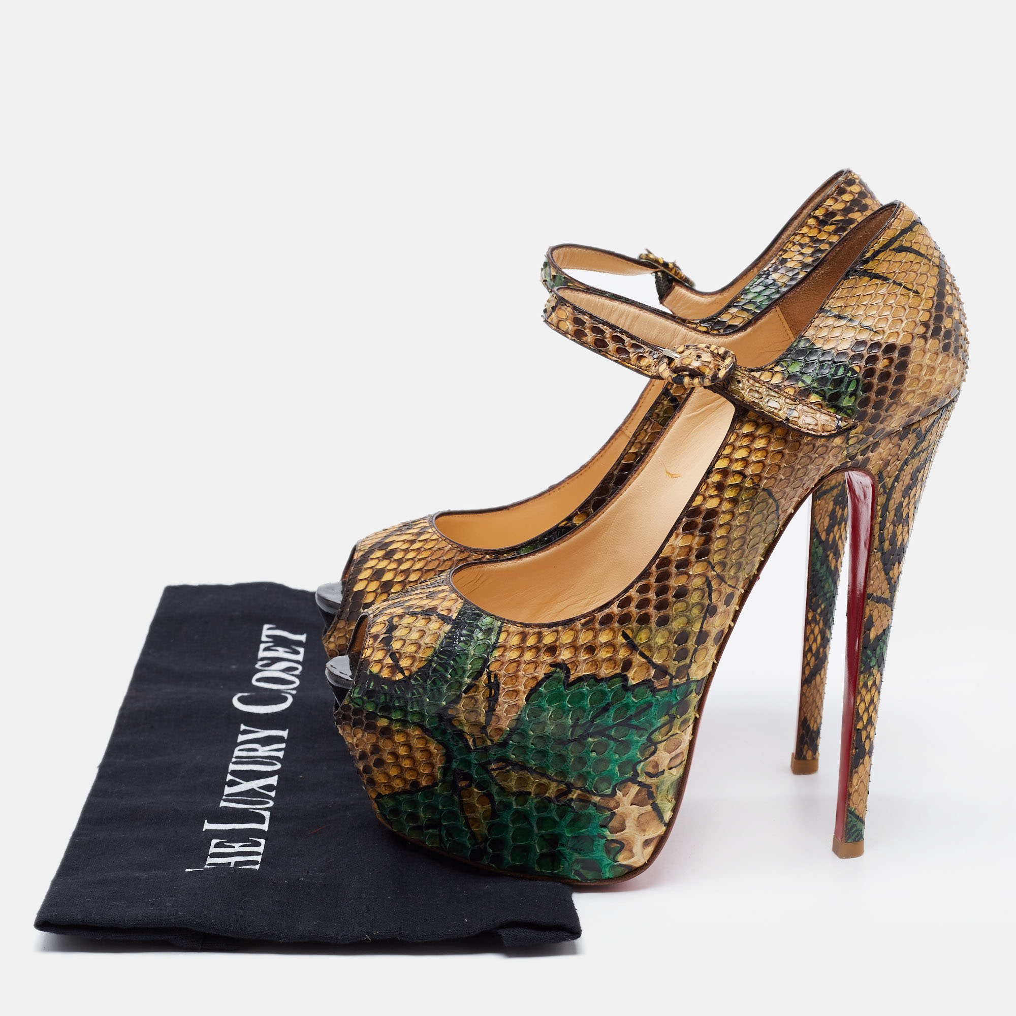 Christian Louboutin Multicolor Python Leather Lady Highness Pumps Size 38 