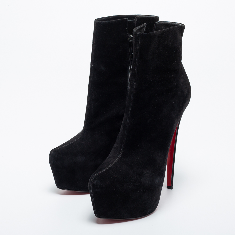 

Christian Louboutin Black Suede Platform Ankle Boots Size