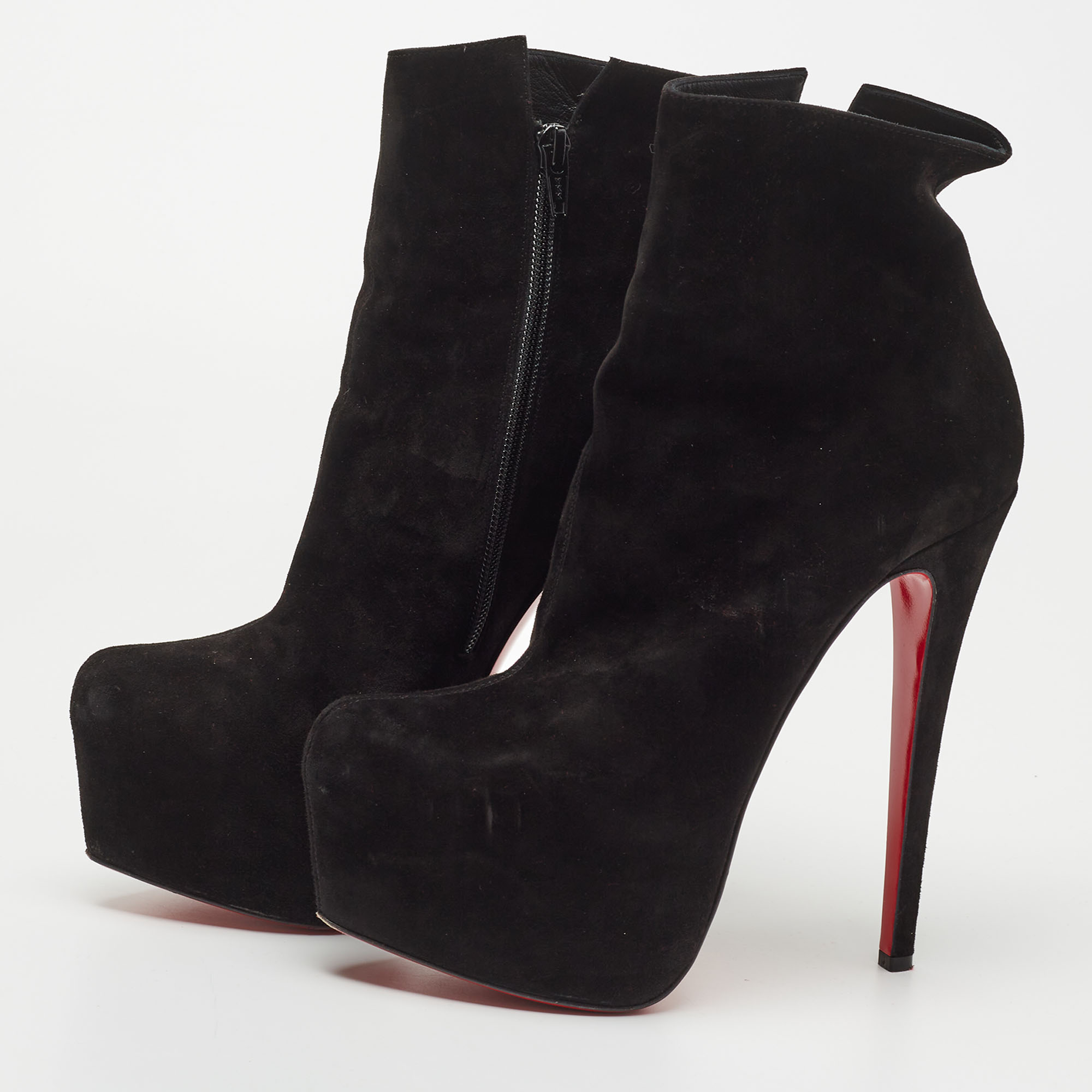 

Christian Louboutin Black Suede Platform Ankle Length Boots Size