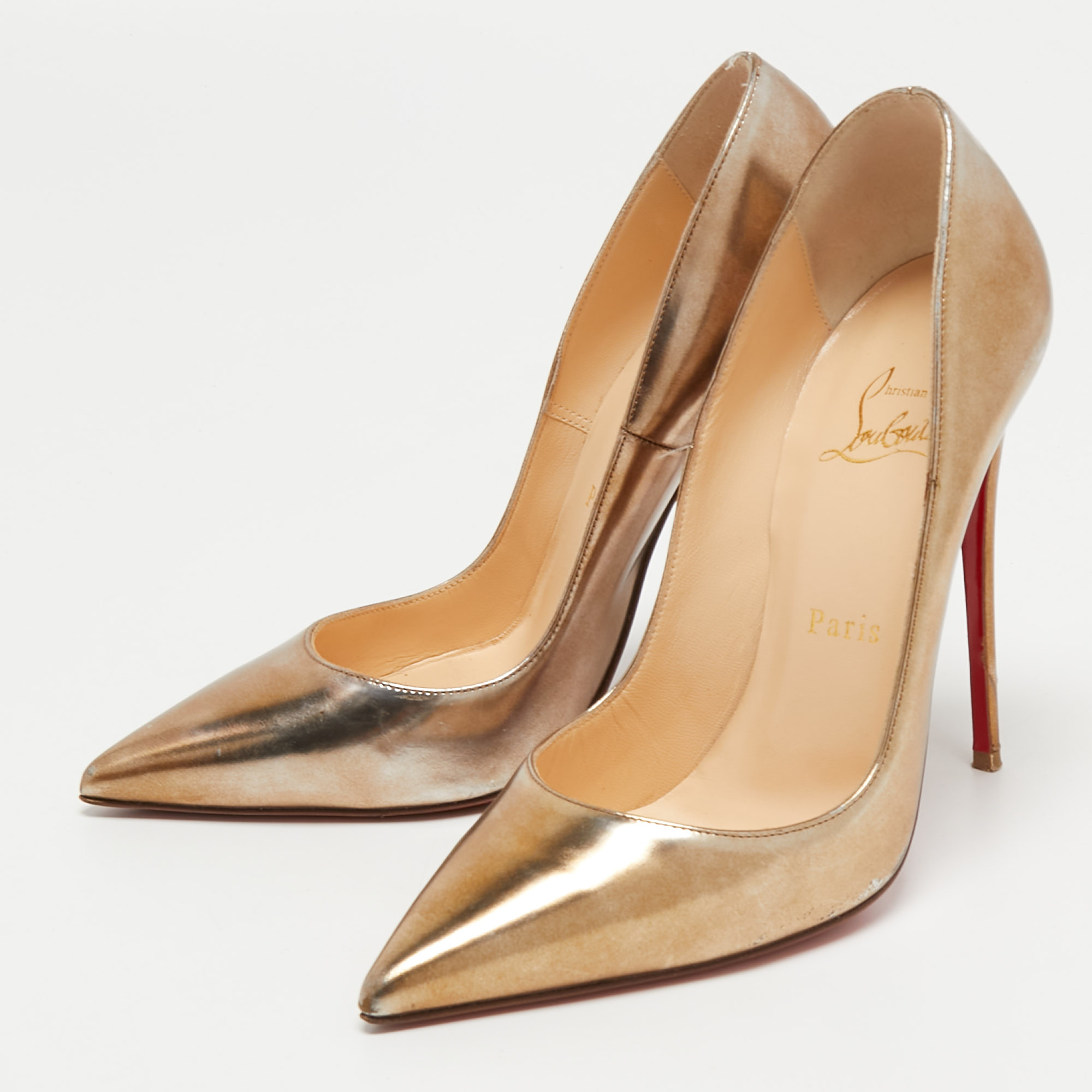 

Christian Louboutin Gold Leather Kate Pumps Size