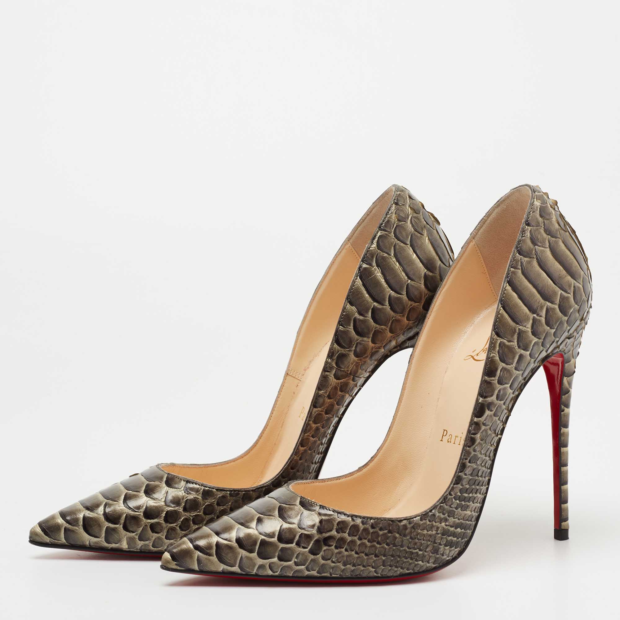 

Christian Louboutin Two Tone Python So Kate Pumps Size, Black