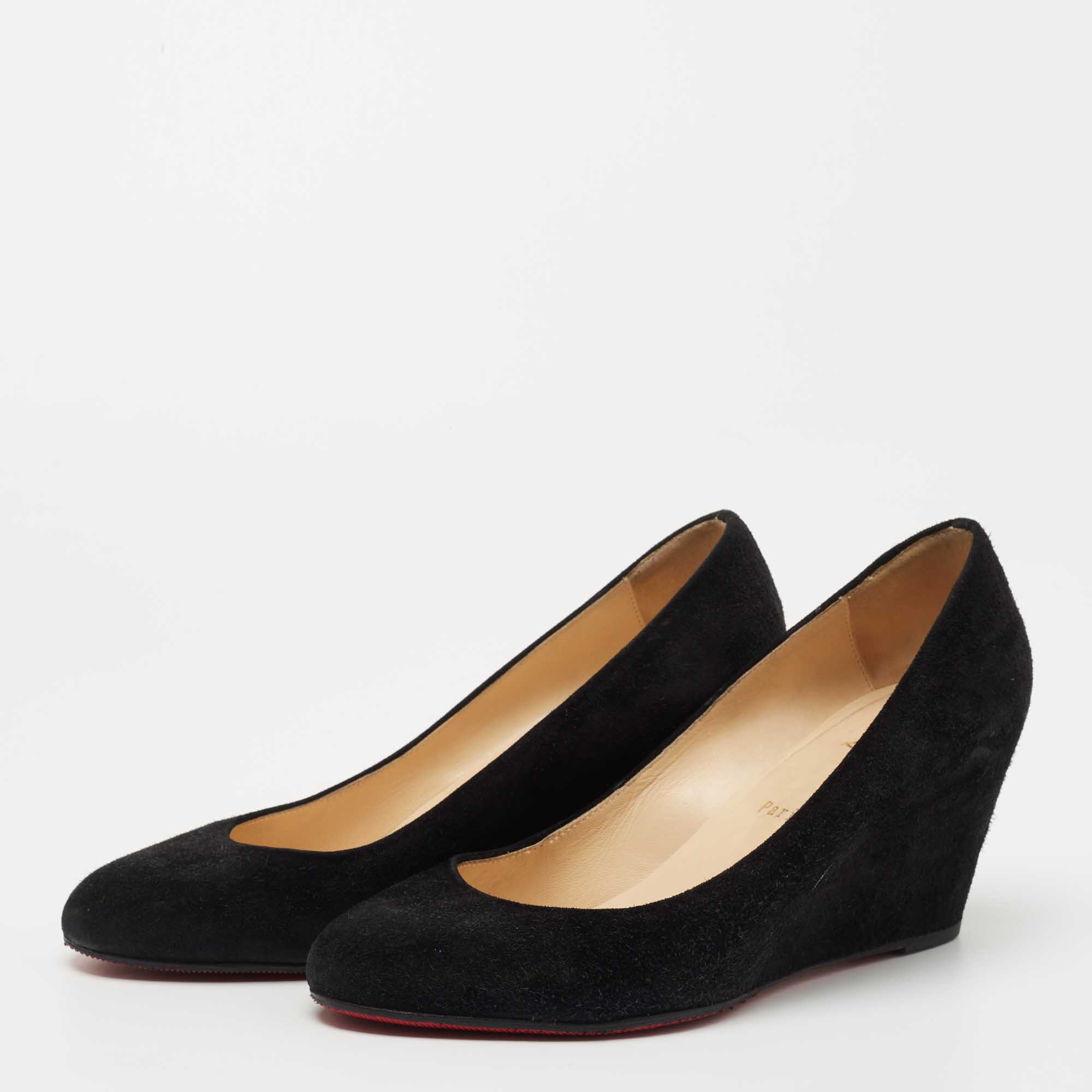 

Christian Louboutin Black Suede Ron Ron Wedge Pumps Size