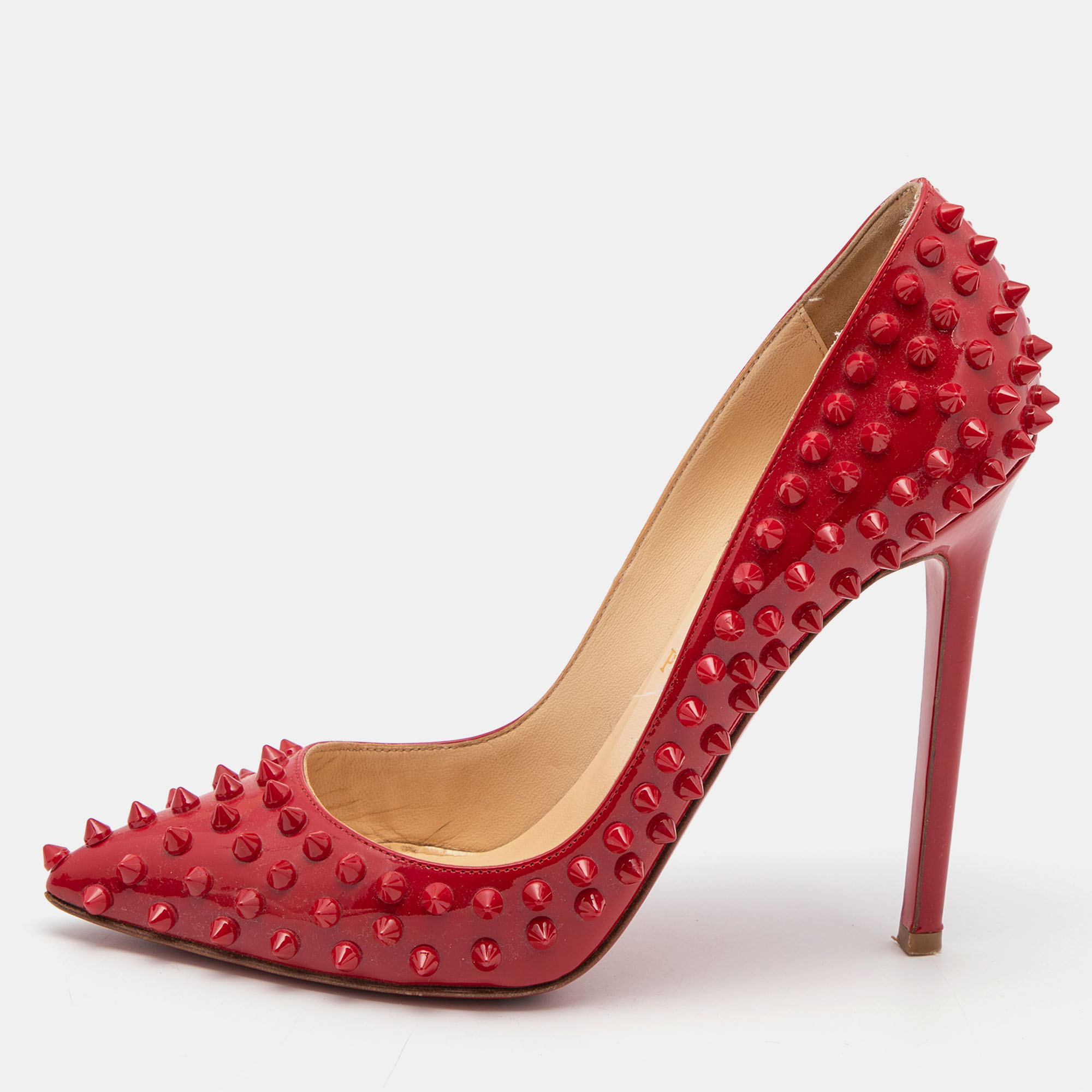 

Christian Louboutin Red Patent Leather Pigalle Spike Pumps Size