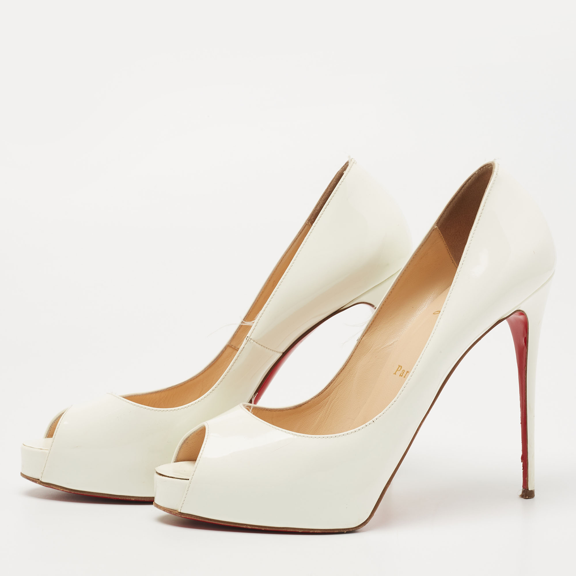 

Christian Louboutin White Patent Leather New Very Prive Pumps Size