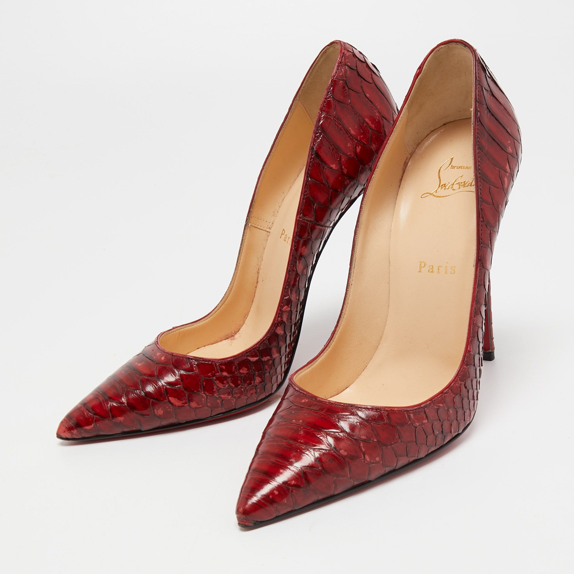 

Christian Louboutin Dark Red Python So Kate Pumps Size
