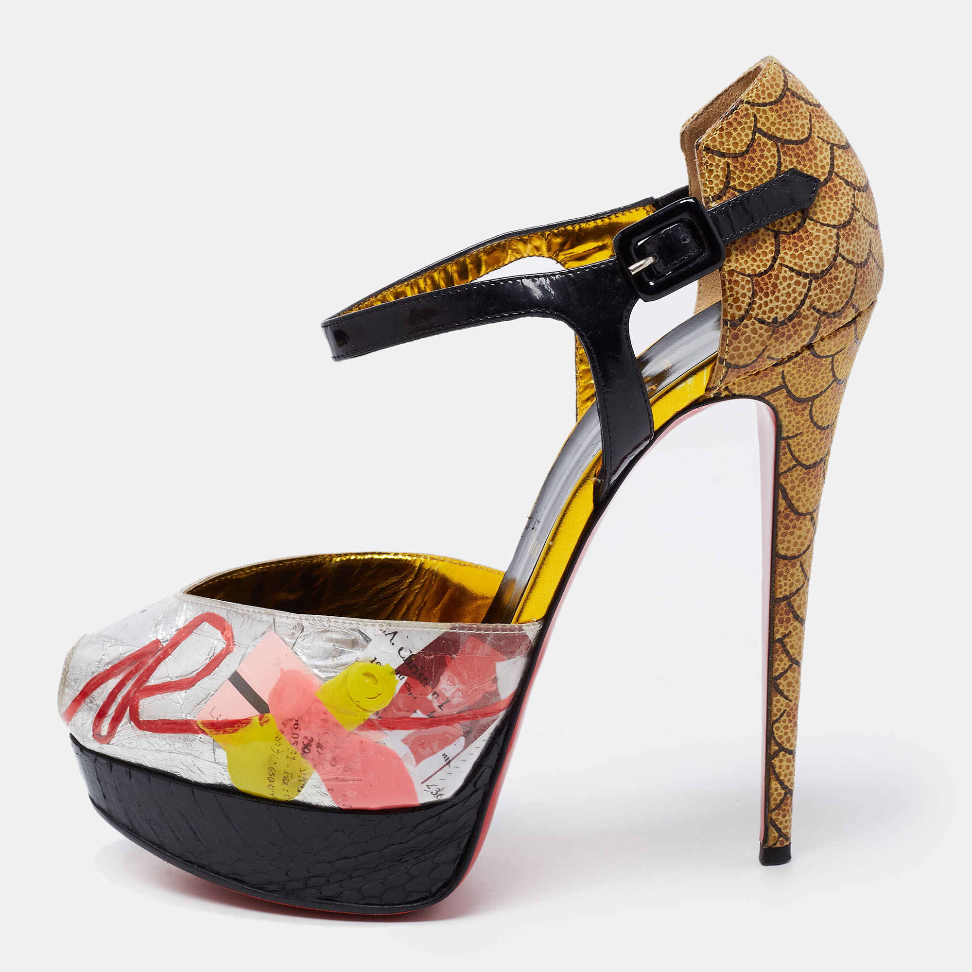 

Christian Louboutin Multicolor PVC and Watersnake No. 299 Trash Pumps Size