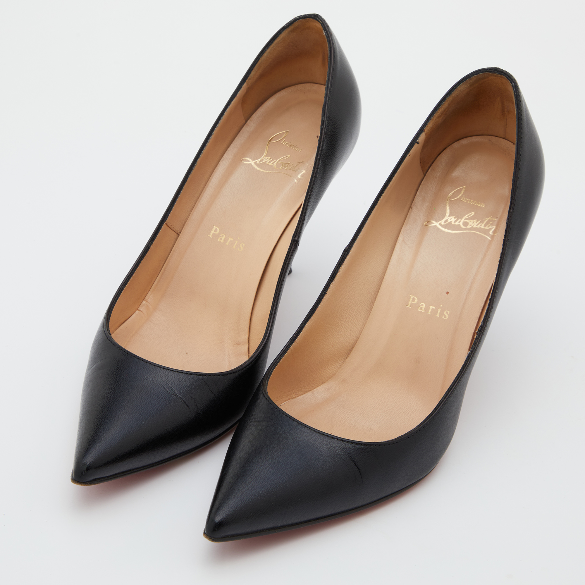 

Christian Louboutin Black Leather So Kate Pointed Toe Pumps Size