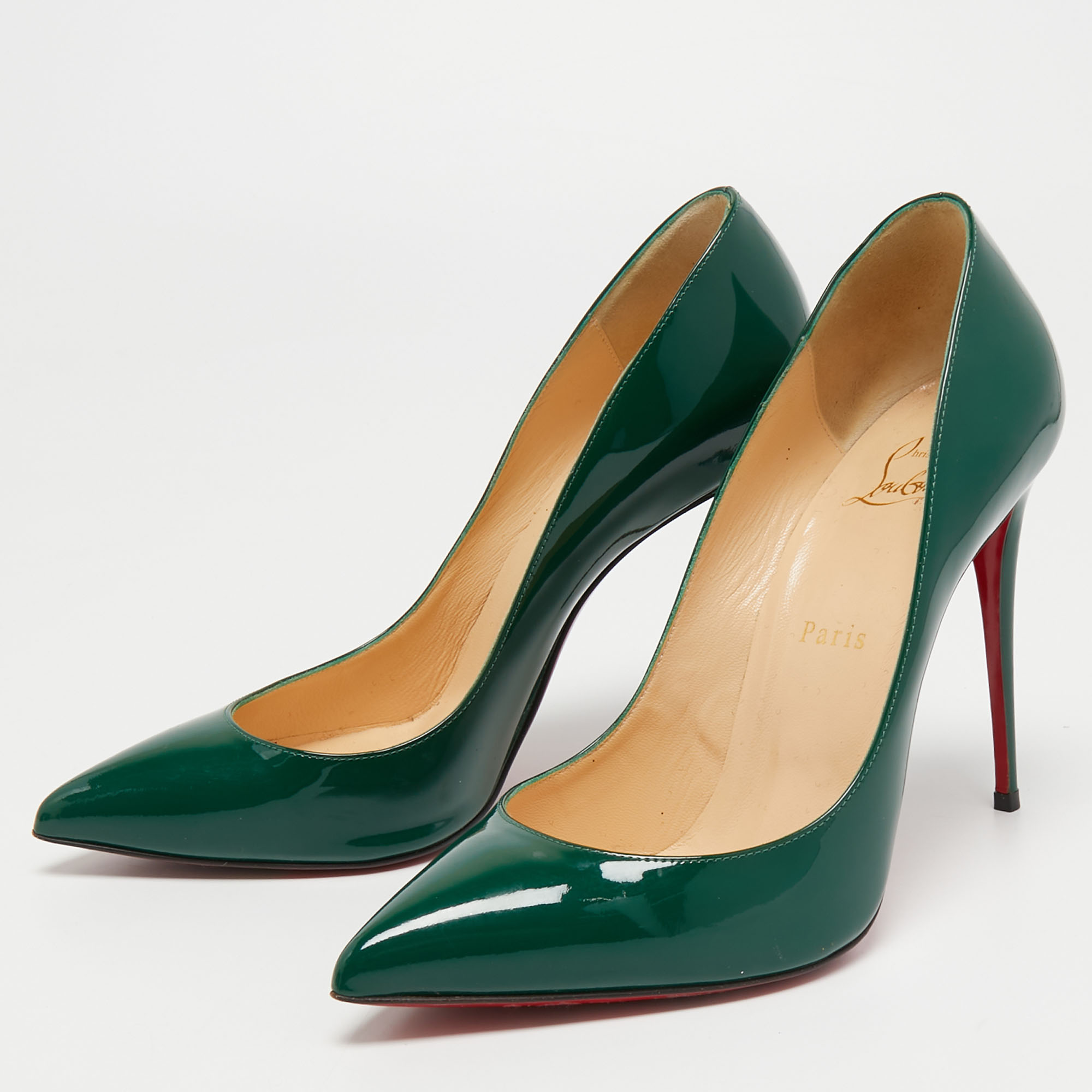 

Christian Louboutin Dark Green Patent Leather Pigalle Follies Pumps Size