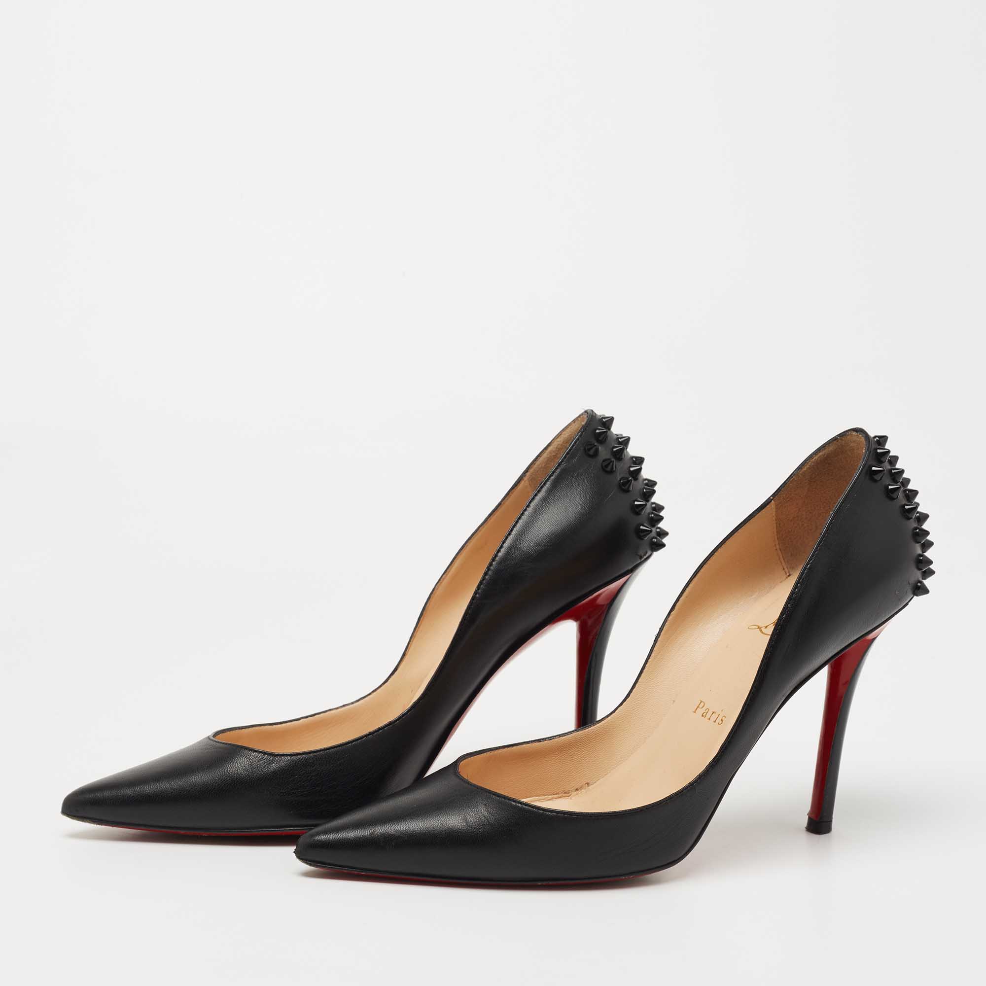 

Christian Louboutin Black Leather Zappa Spike Pumps Size