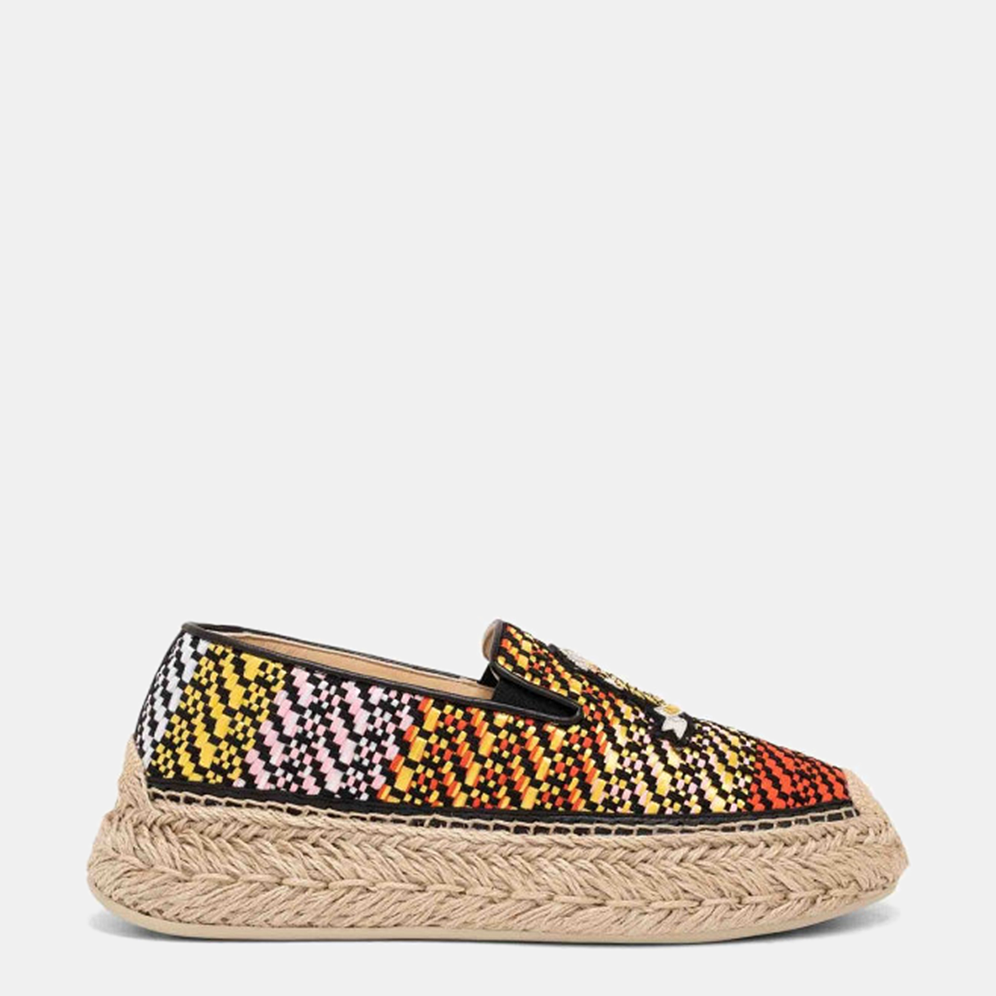 Pre-owned Christian Louboutin Multicolour Canvas Loafers Size 40 In Multicolor