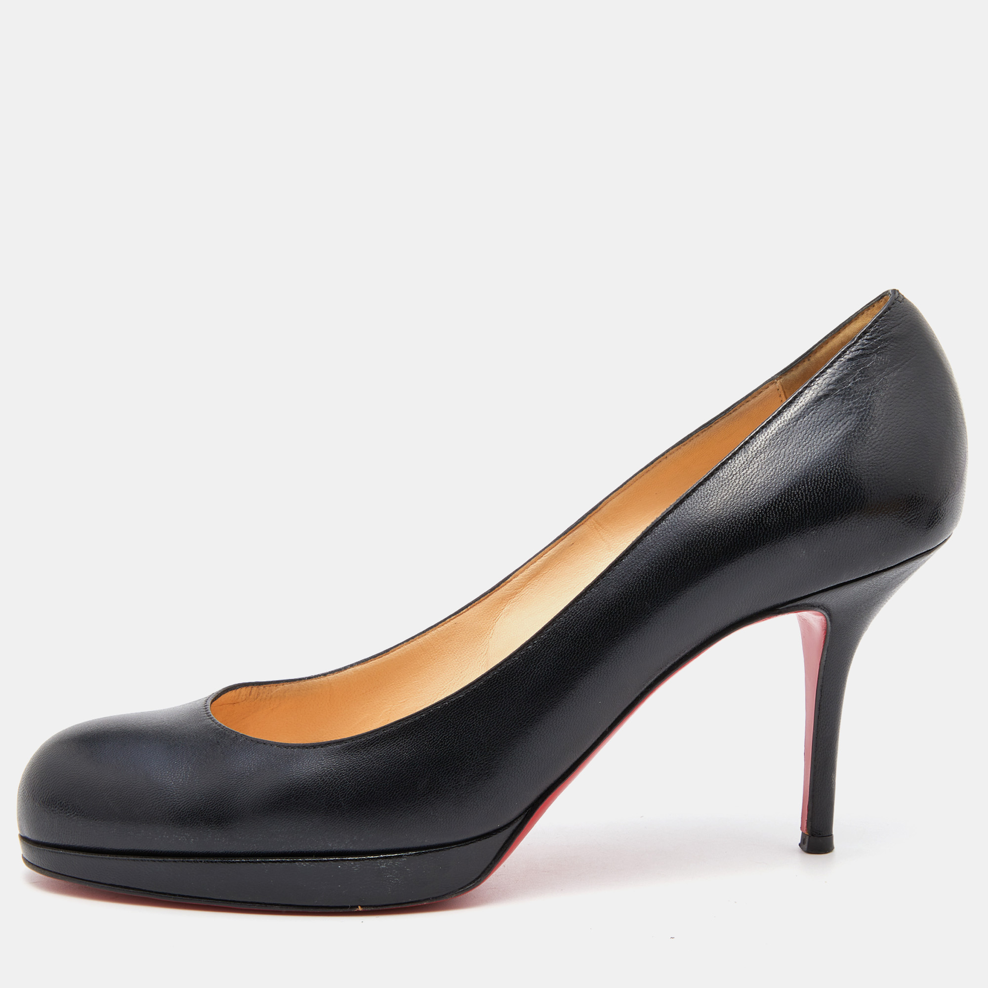 Pre-owned Christian Louboutin Black Leather New Simple Pumps Size 40
