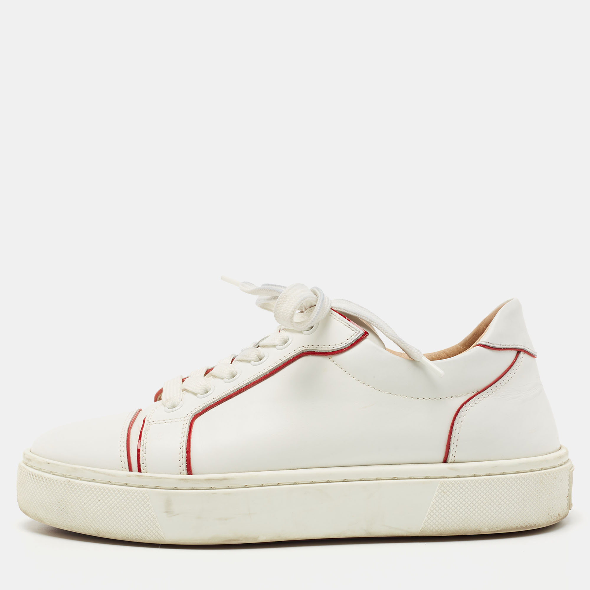 CHRISTIAN LOUBOUTIN Pre-owned White/red Leather Vieira Orlato Sneakers Size 37.5