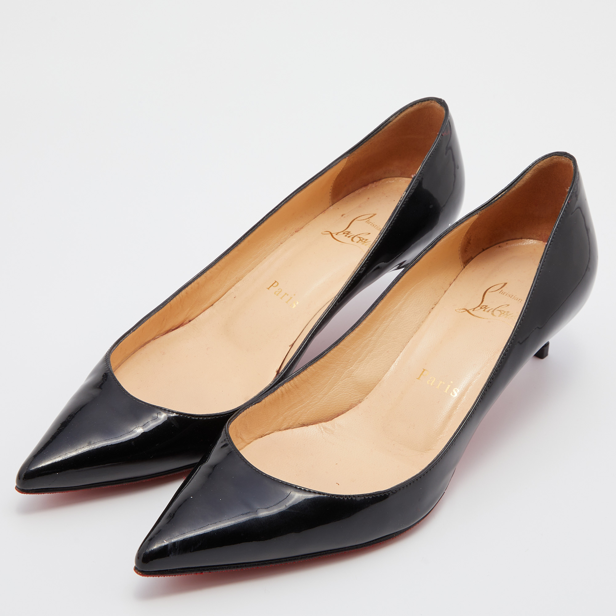 

Christian Louboutin Black Patent Leather Kate Pointed Toe Pumps Size