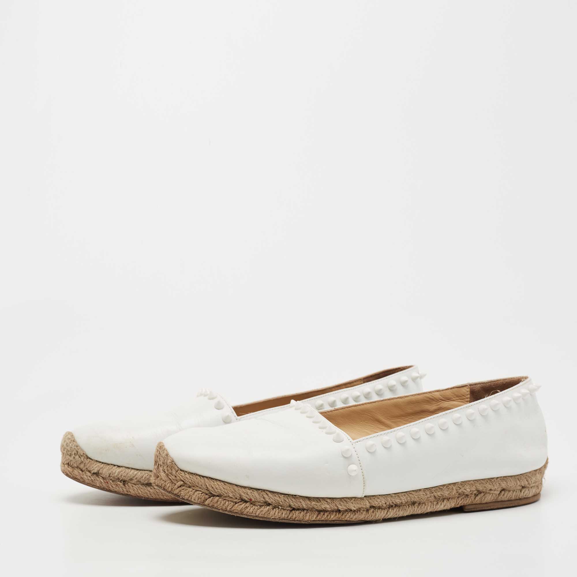 

Christian Louboutin White Leather Ares Espadrille Flats Size