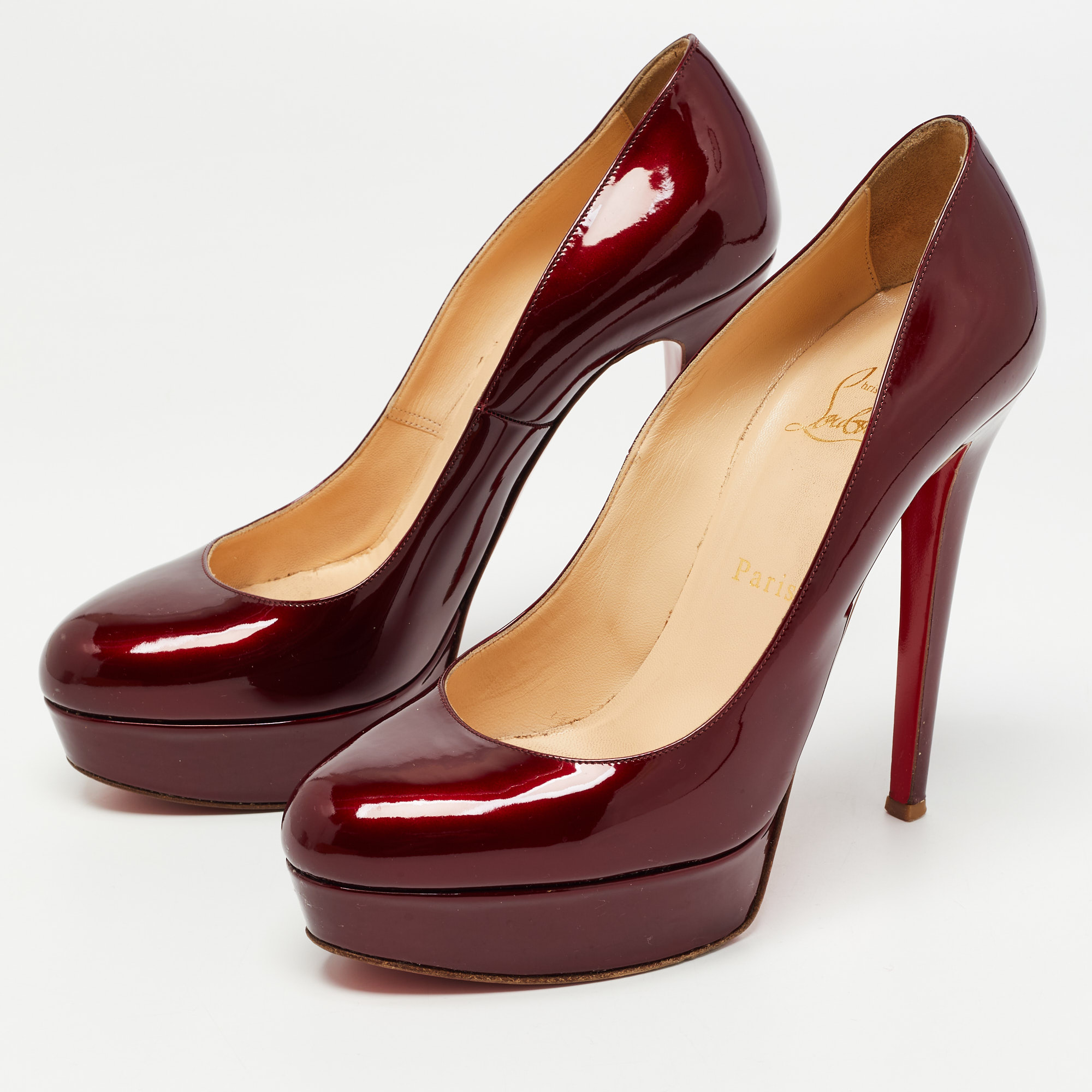 

Christian Louboutin Burgundy Patent Leather Bianca Pumps Size