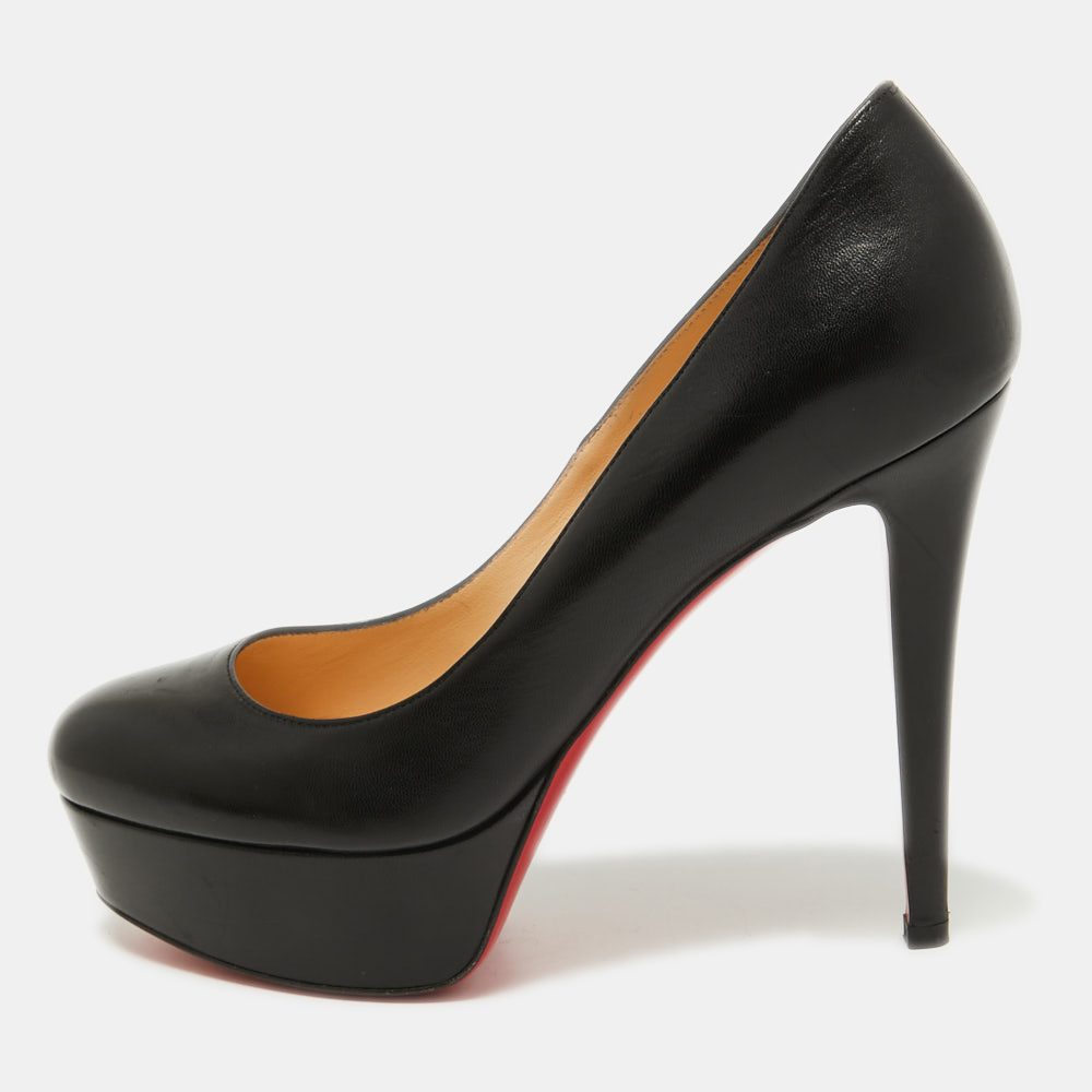 Pre-owned Christian Louboutin Black Leather Bianca Pumps Size 37
