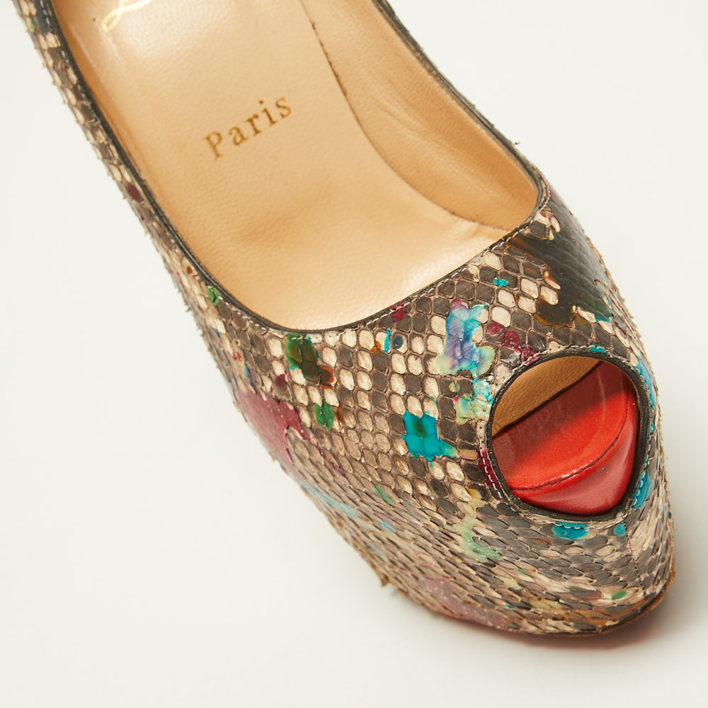 Christian Louboutin Multicolor Python Carnival Highness Pumps Size 37 
