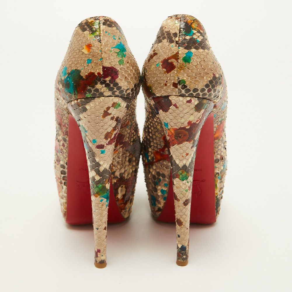 Christian Louboutin Multicolor Python Carnival Highness Pumps Size 37 