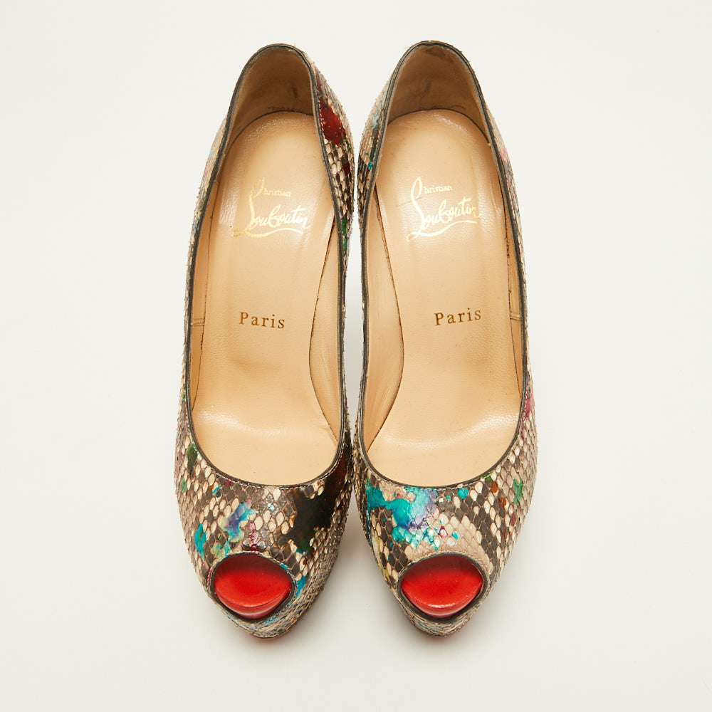 Christian Louboutin Multicolor Python Carnival Highness Pumps Size 37 