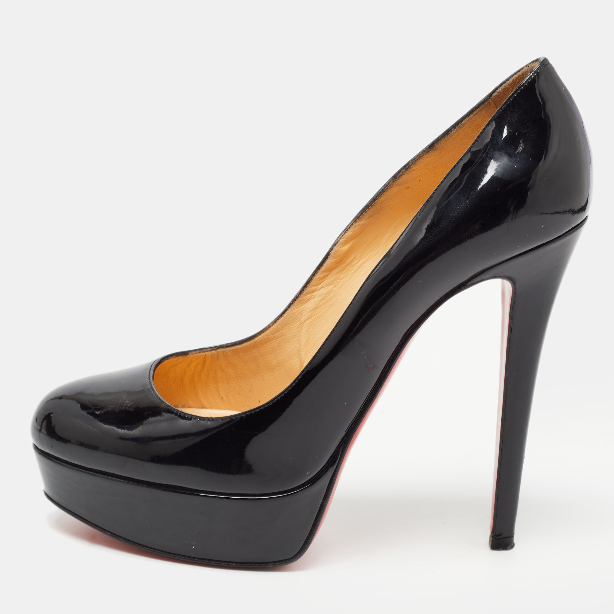 Pre-owned Christian Louboutin Black Patent Leather Bianca Pumps Size 38