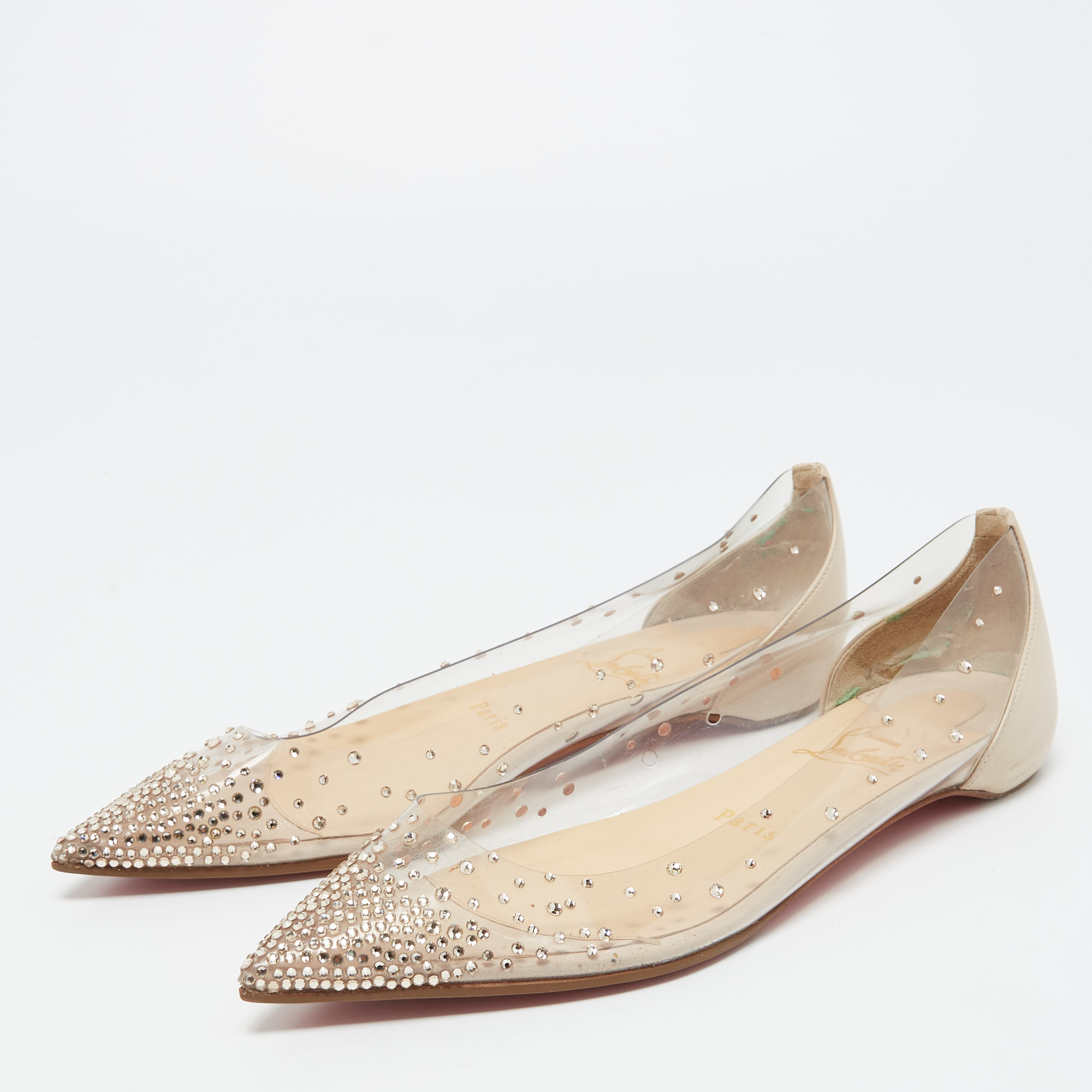 

Christian Louboutin Beige Leather and PVC Degrastrass Ballet Flats Size