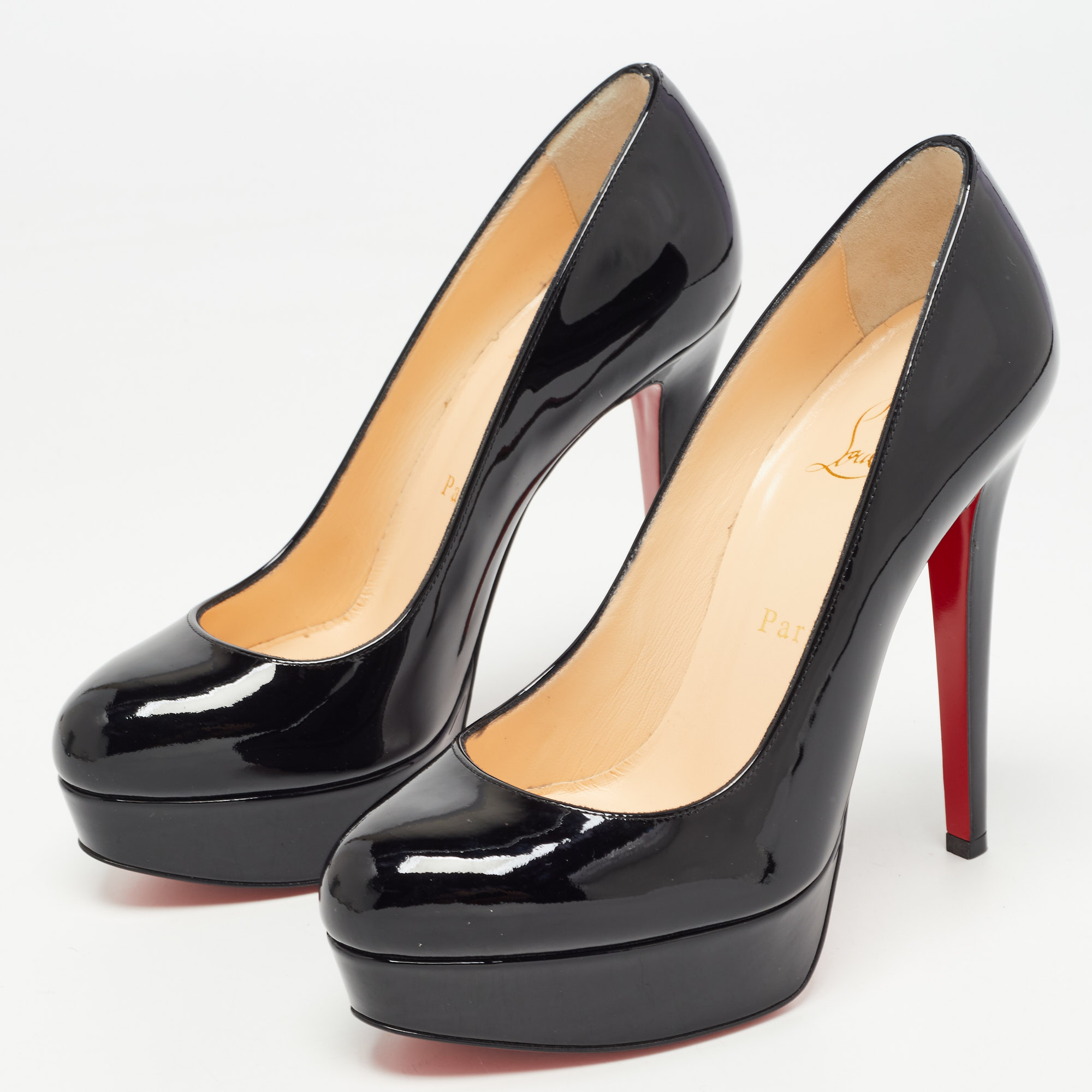 

Christian Louboutin Black Patent Bianca Platform Pumps Size