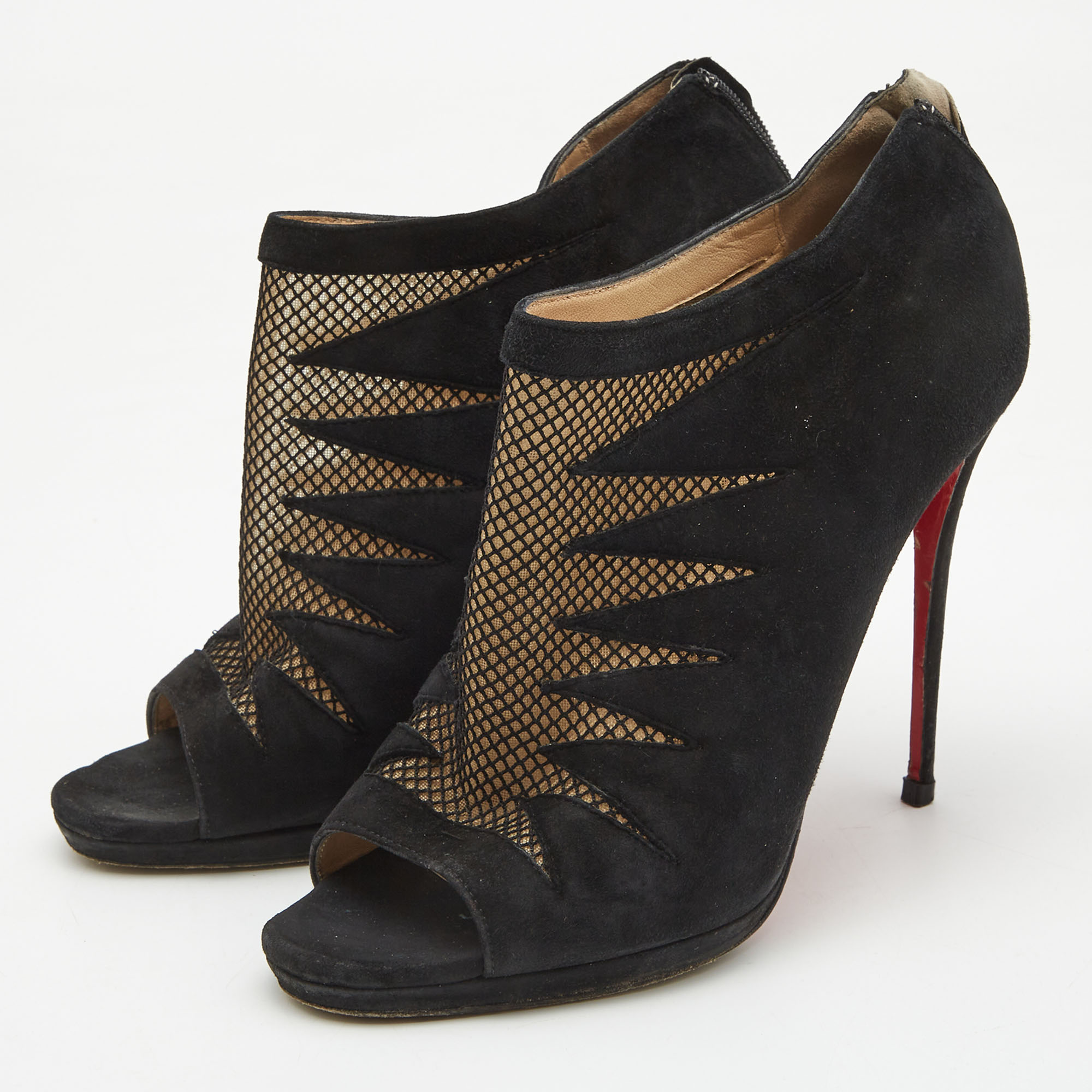 

Christian Louboutin Black Suede and Mesh Disorder Ankle Booties Size