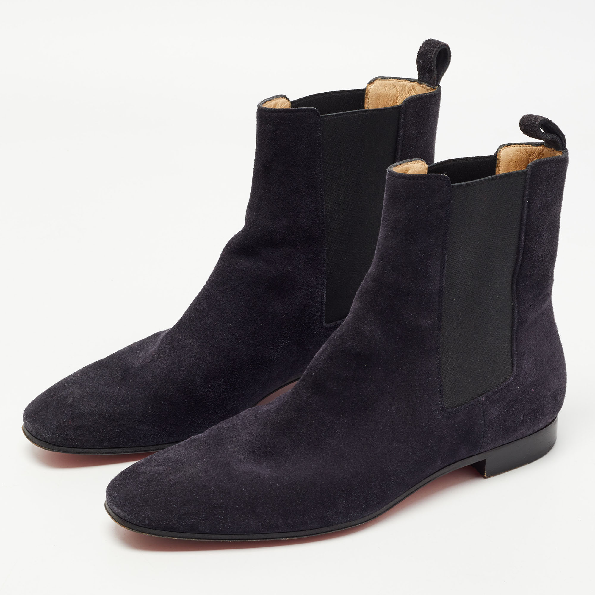 

Christian Louboutin Navy Blue Suede Chelsea Boots Size