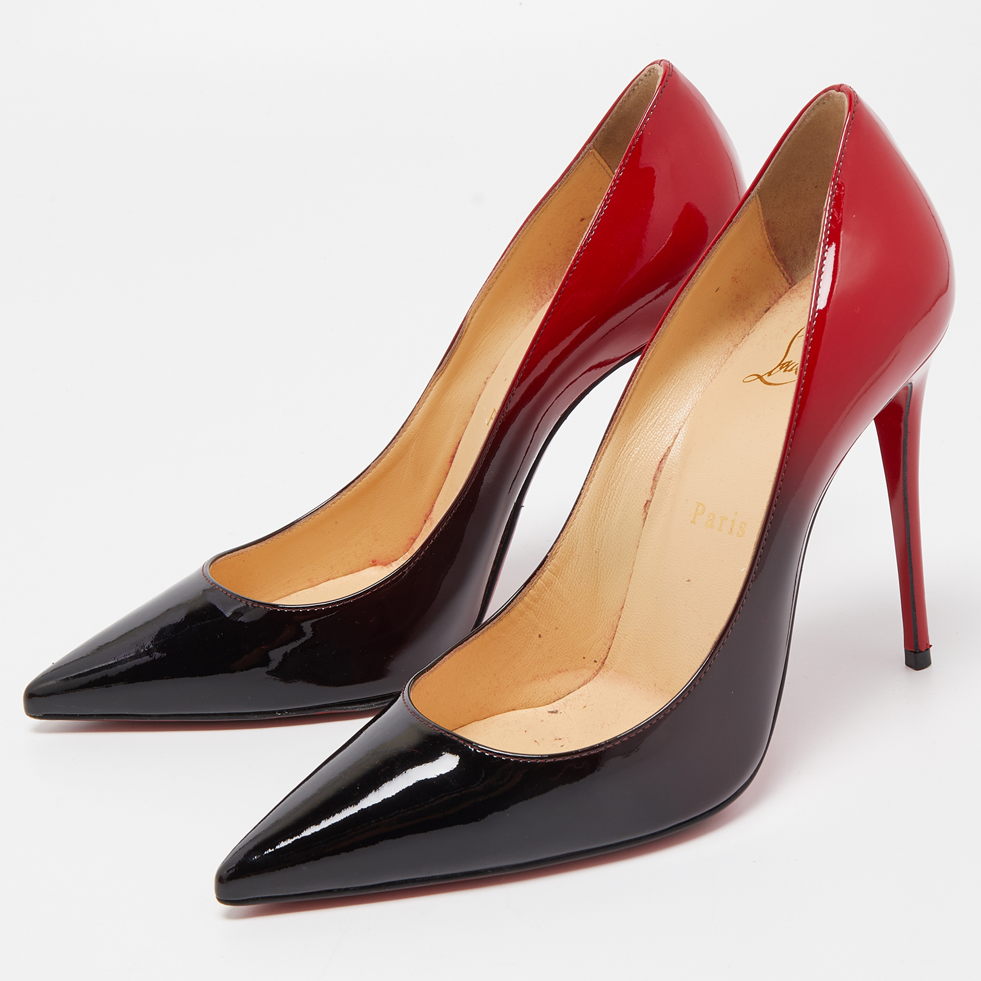 

Christian Louboutin Two Tone Patent Leather Kate Pumps Size, Black