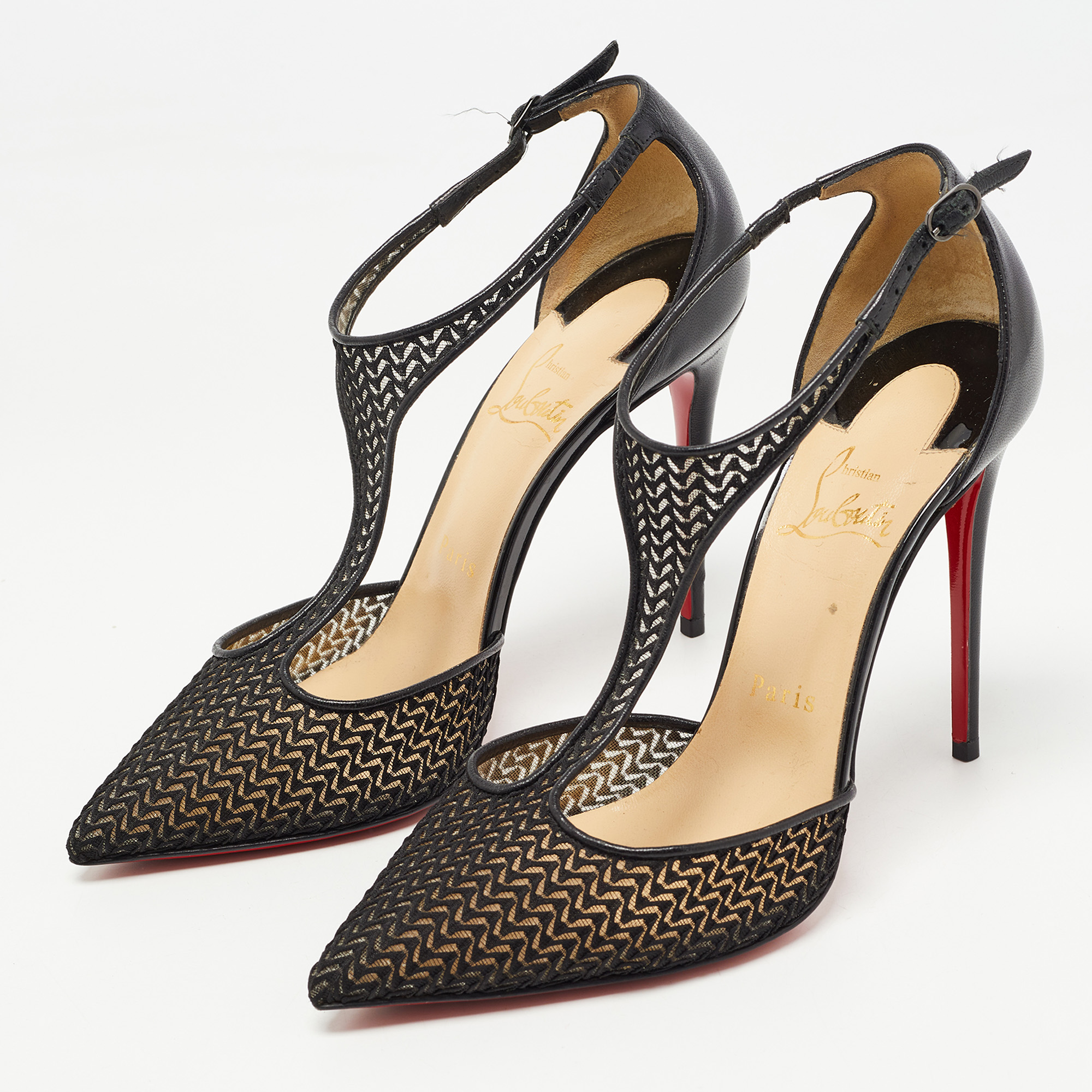 

Christian Louboutin Black Mesh and Leather Salonu Pumps Size