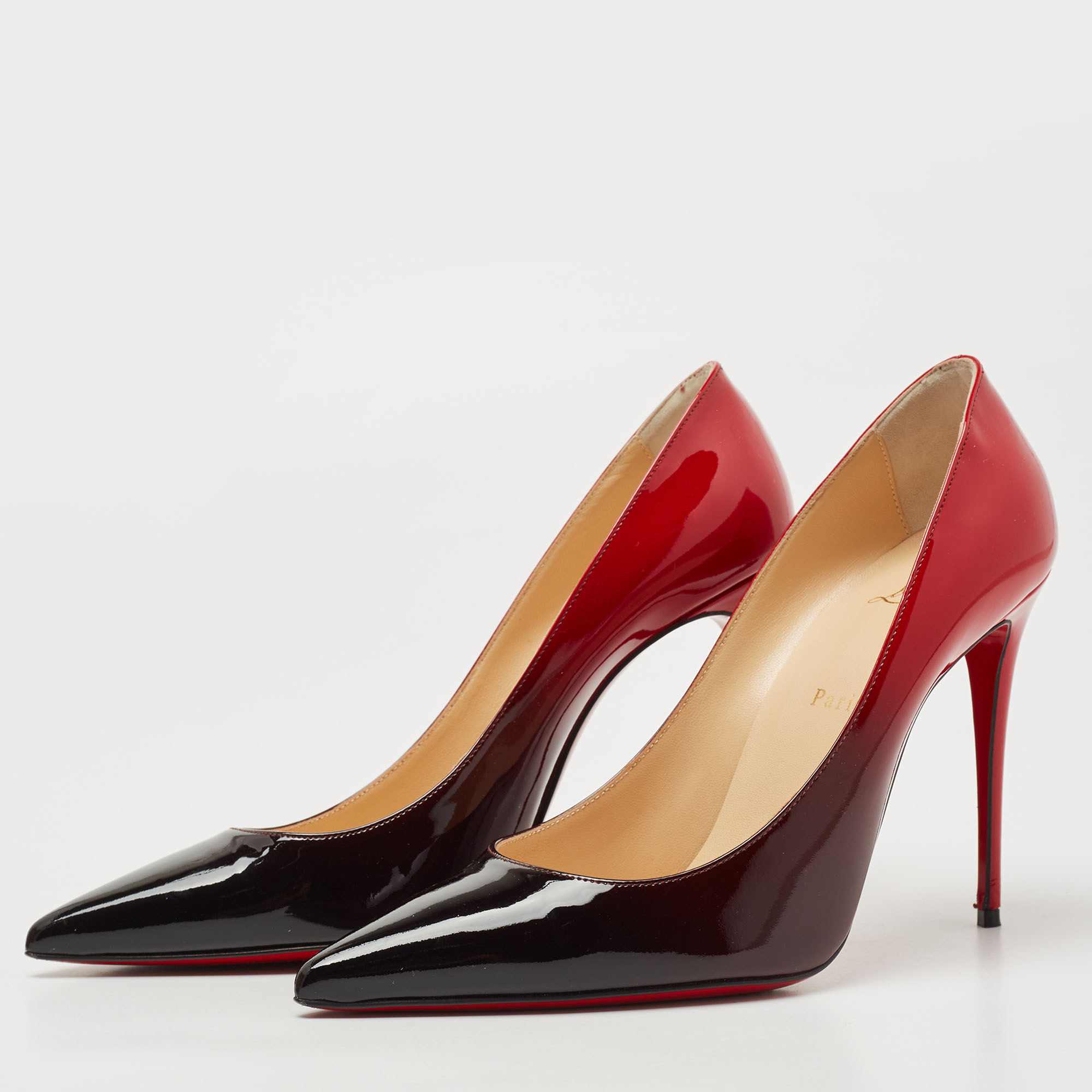 

Christian Louboutin Black/Red Patent Leather Kate Pumps Size