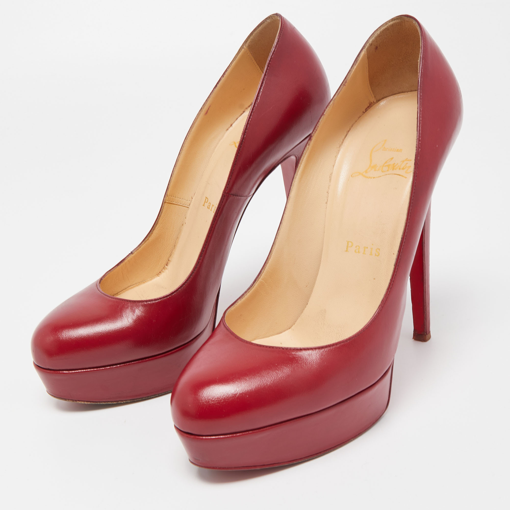 

Christian Louboutin Red Leather Bianca Platform Pumps Size