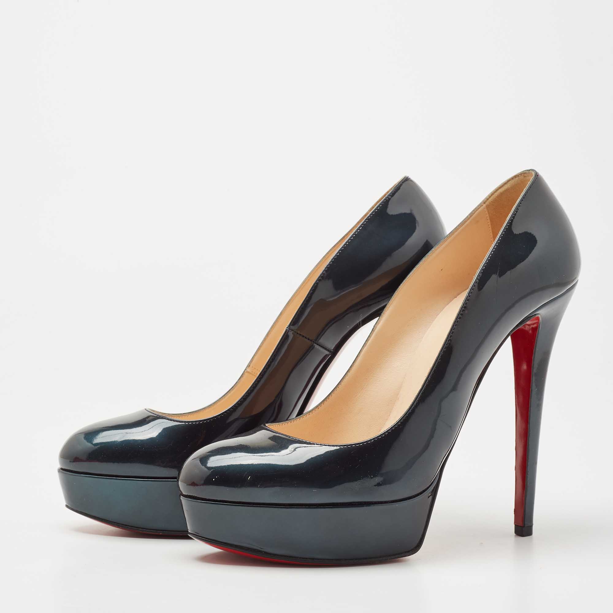 

Christian Louboutin Dark Green Patent Bianca Pumps Size