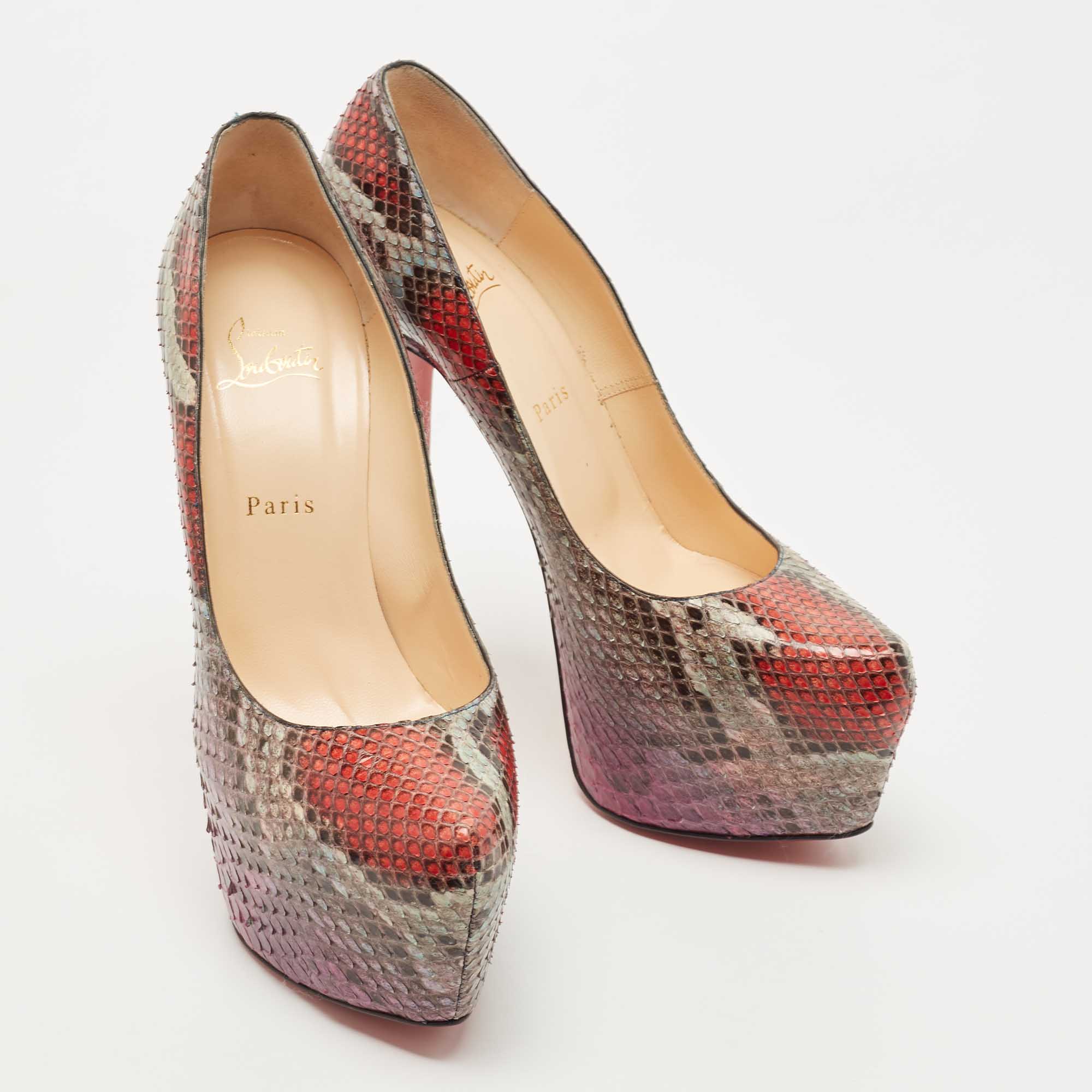 Christian Louboutin Multicolor Python Daffodile Pumps Size 41 