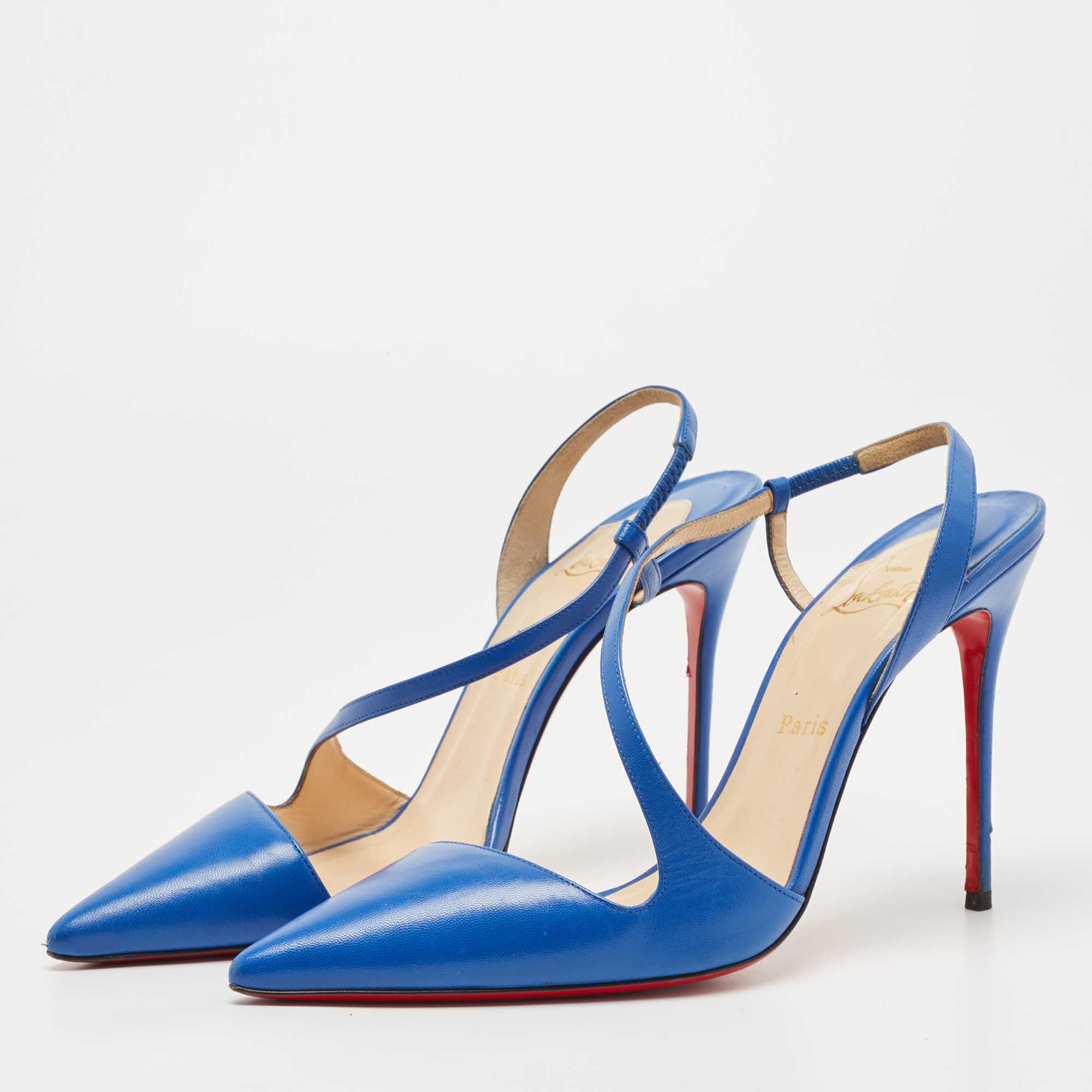 

Christian Louboutin Blue Leather June Slingback Pumps Size