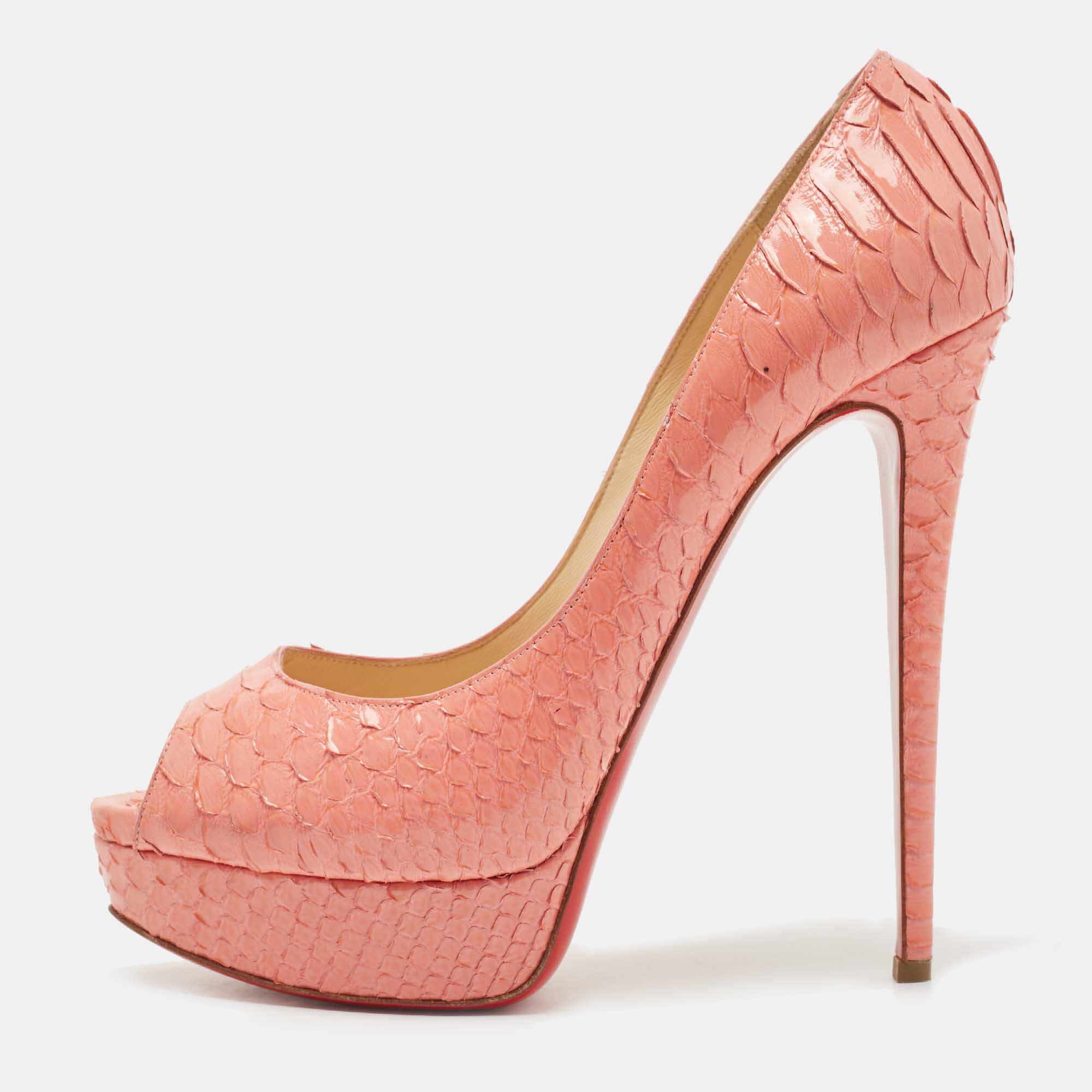 Pre-owned Christian Louboutin Pink Python Very Prive Pumps Size 41