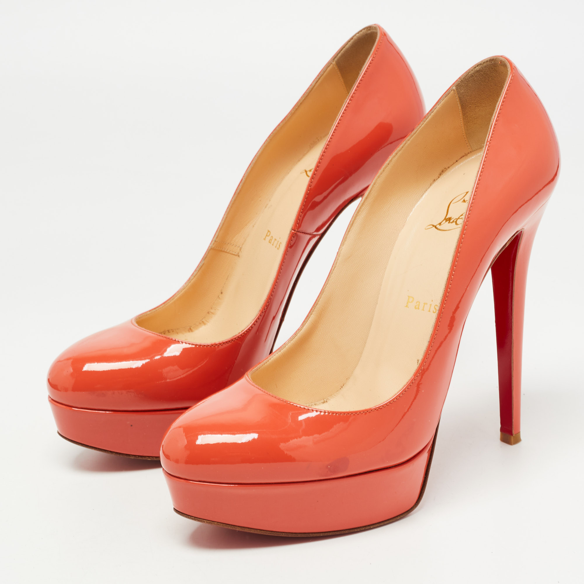 

Christian Louboutin Orange Patent Leather Bianca Pumps Size