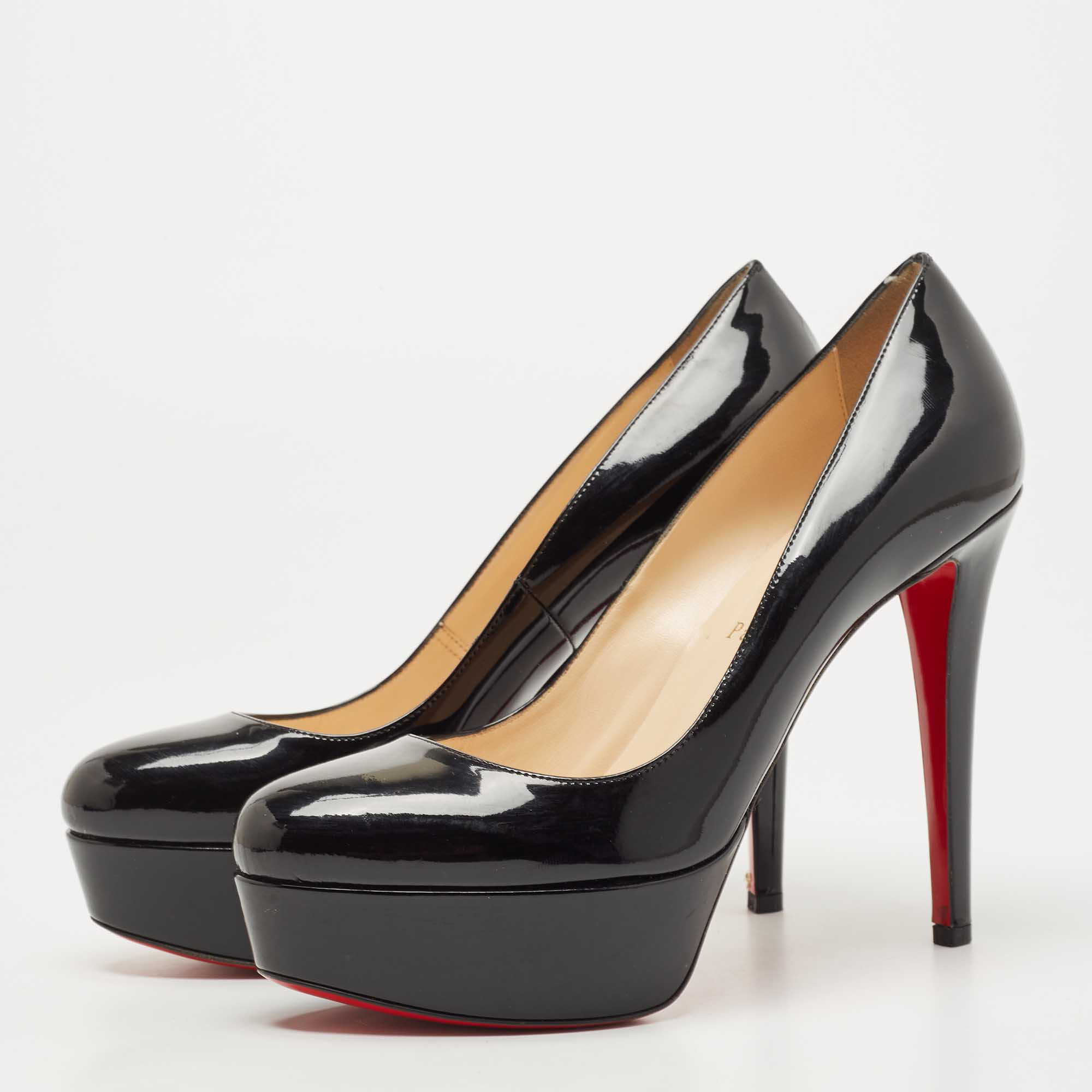 

Christian Louboutin Black Patent Leather Bianca Platform Pumps Size