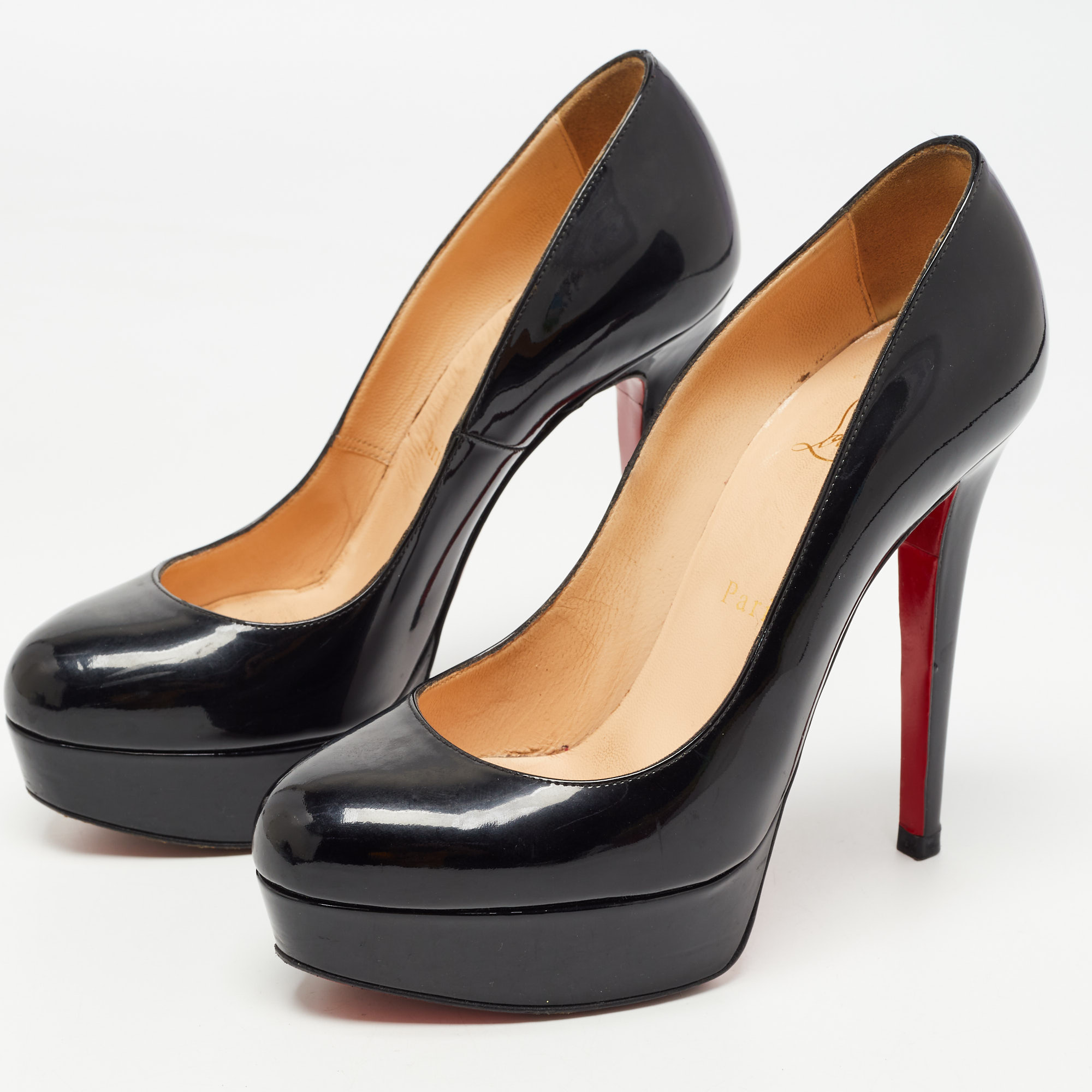 

Christian Louboutin Black Patent Leather Bianca Platform Pumps Size
