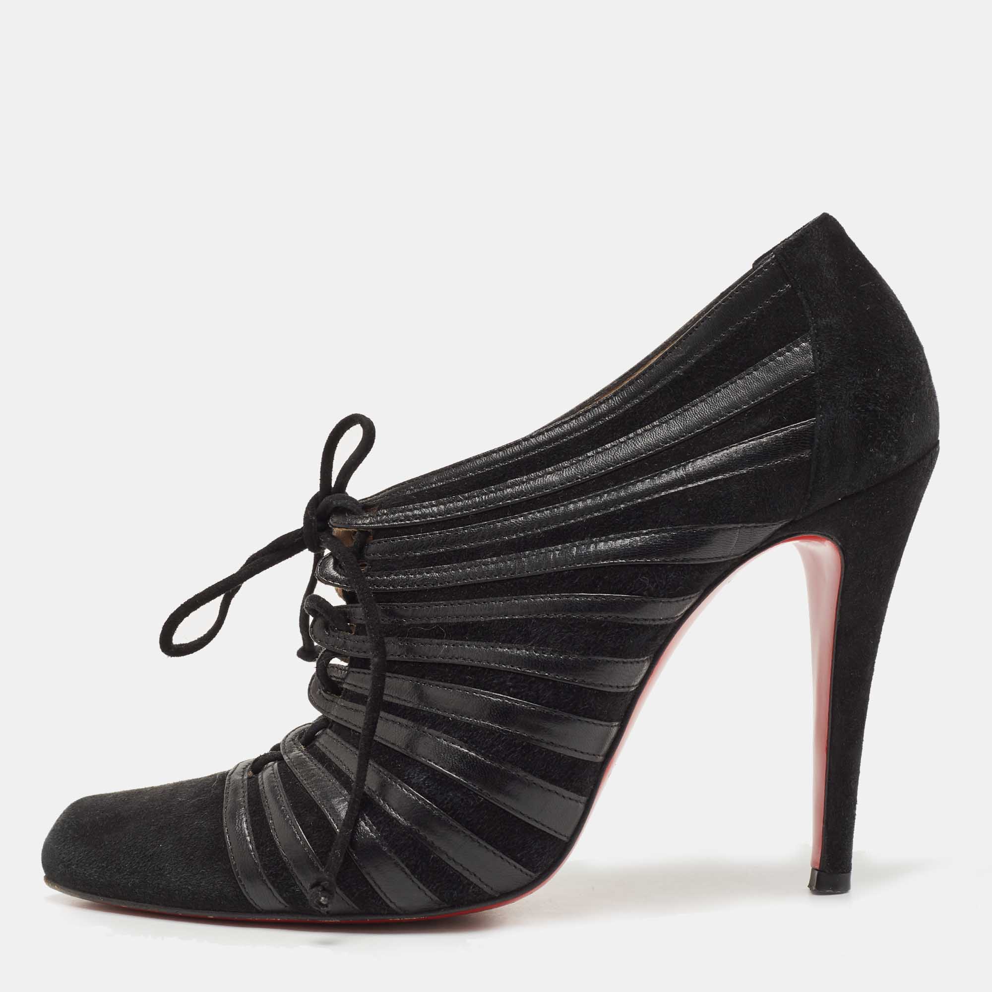 

Christian Louboutin Black Leather and Suede Inverness Booties Size