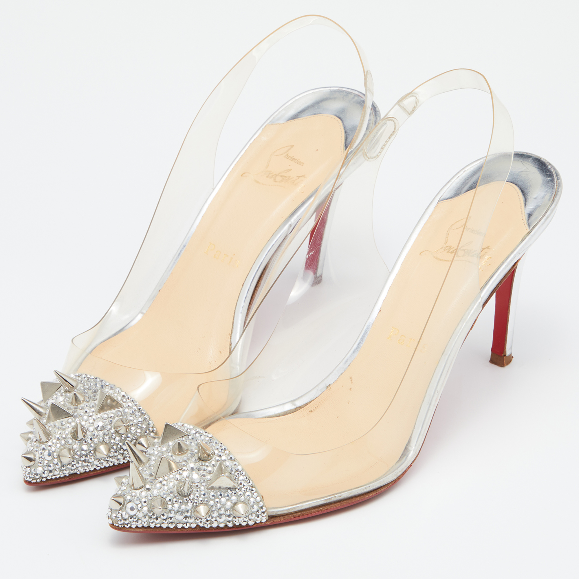 

Christian Louboutin Silver/Transparent PVC and Glitter Just Picks Pumps Size