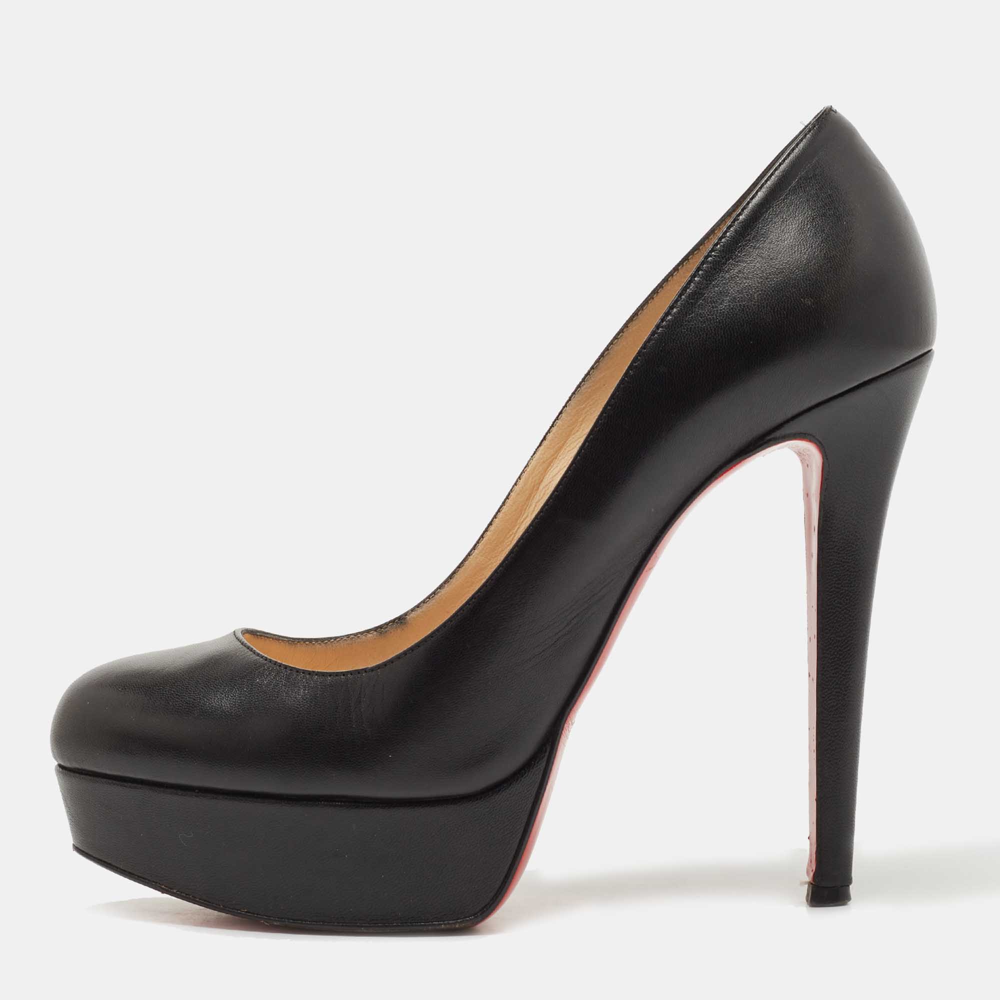 Pre-owned Christian Louboutin Black Leather Bianca Pumps Size 38.5