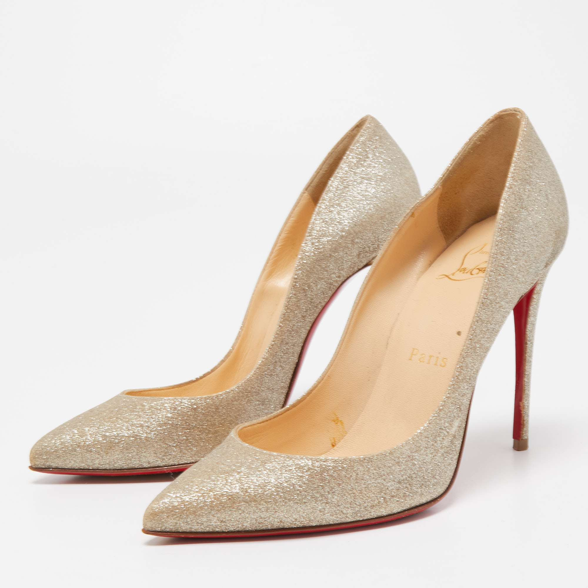 

Christian Louboutin Gold Glitter Pigalle Follies Pumps Size