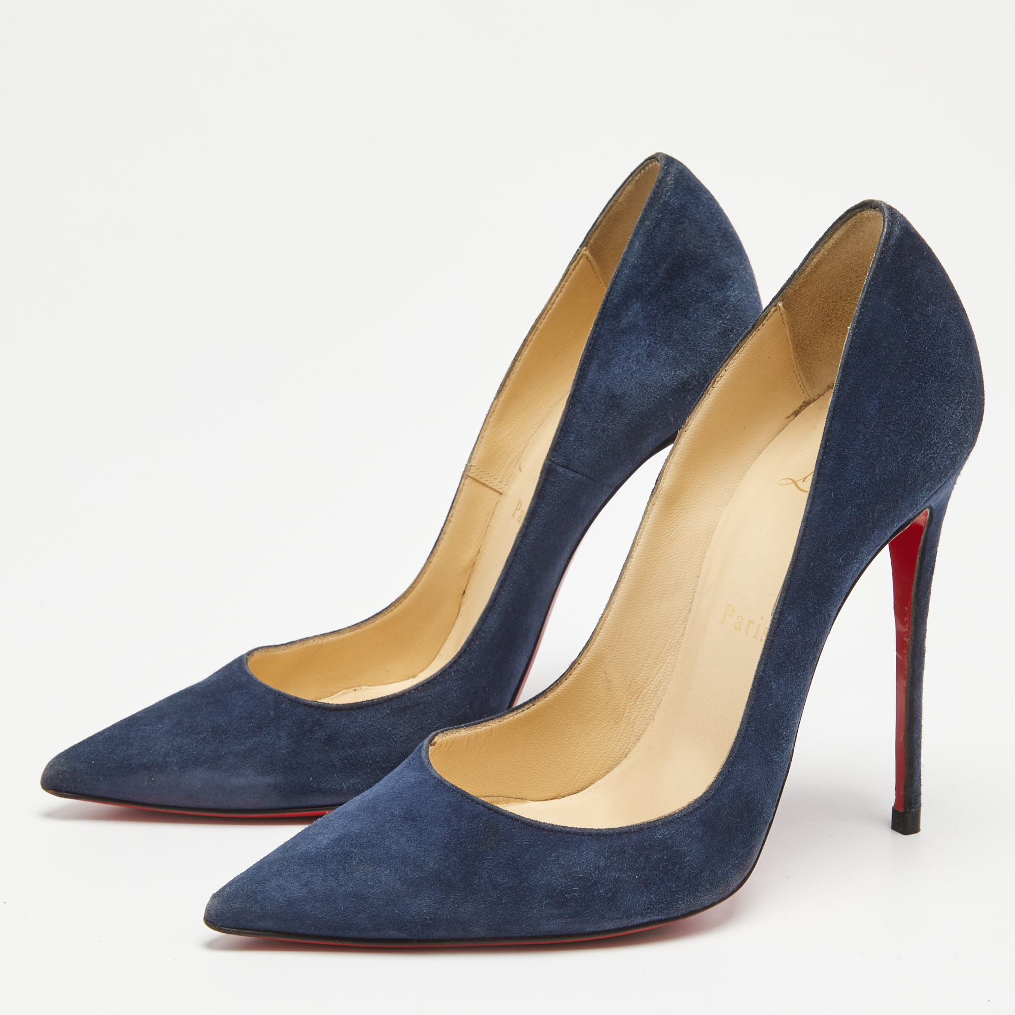 

Christian Louboutin Blue Suede So Kate Pointed Toe Pumps Size