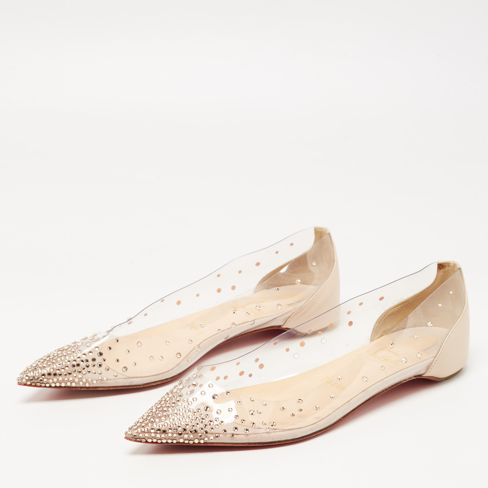 

Christian Louboutin Beige Leather and PVC Degrastrass Ballet Flats Size