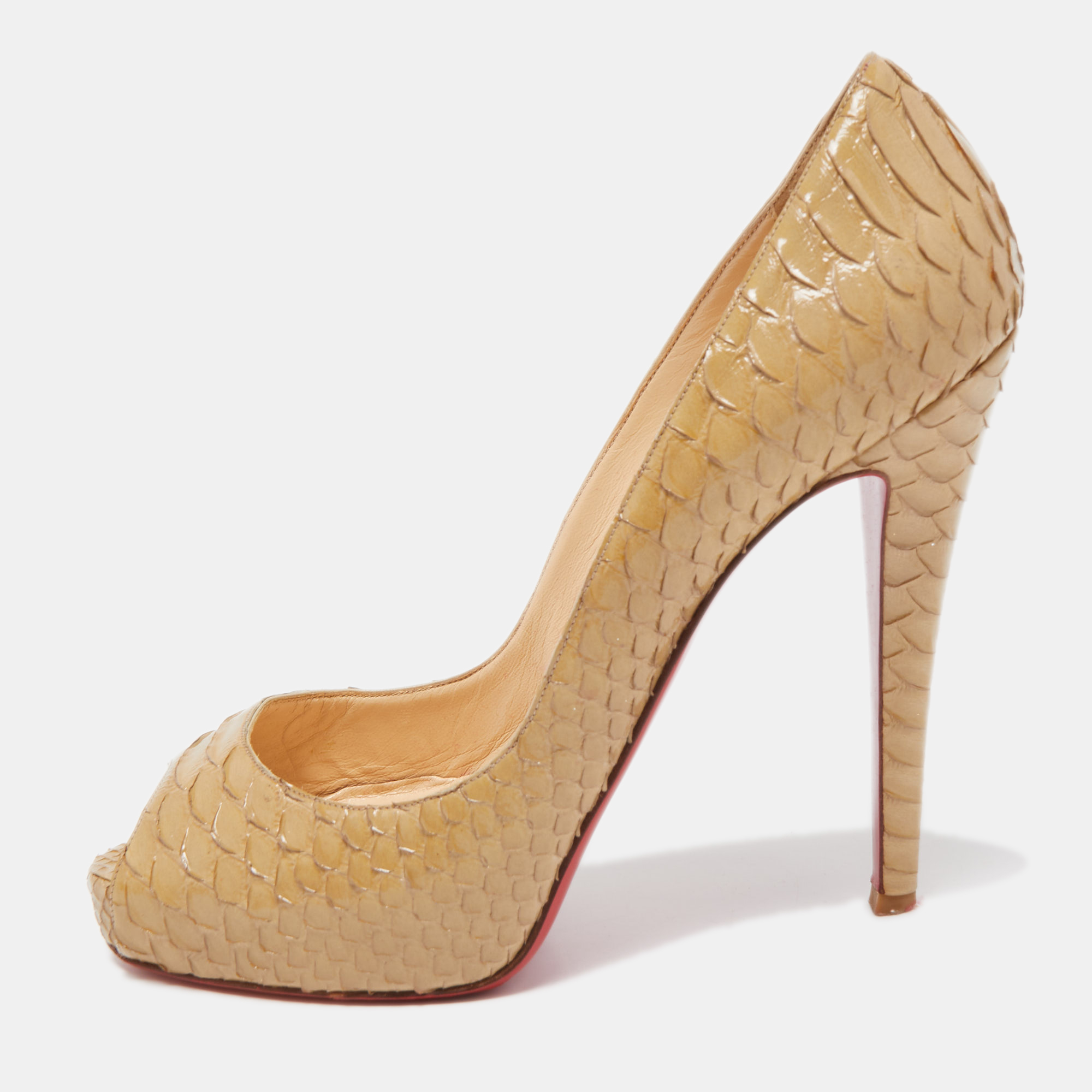 Pre-owned Christian Louboutin Green Python New Very Prive Pumps Size 38.5