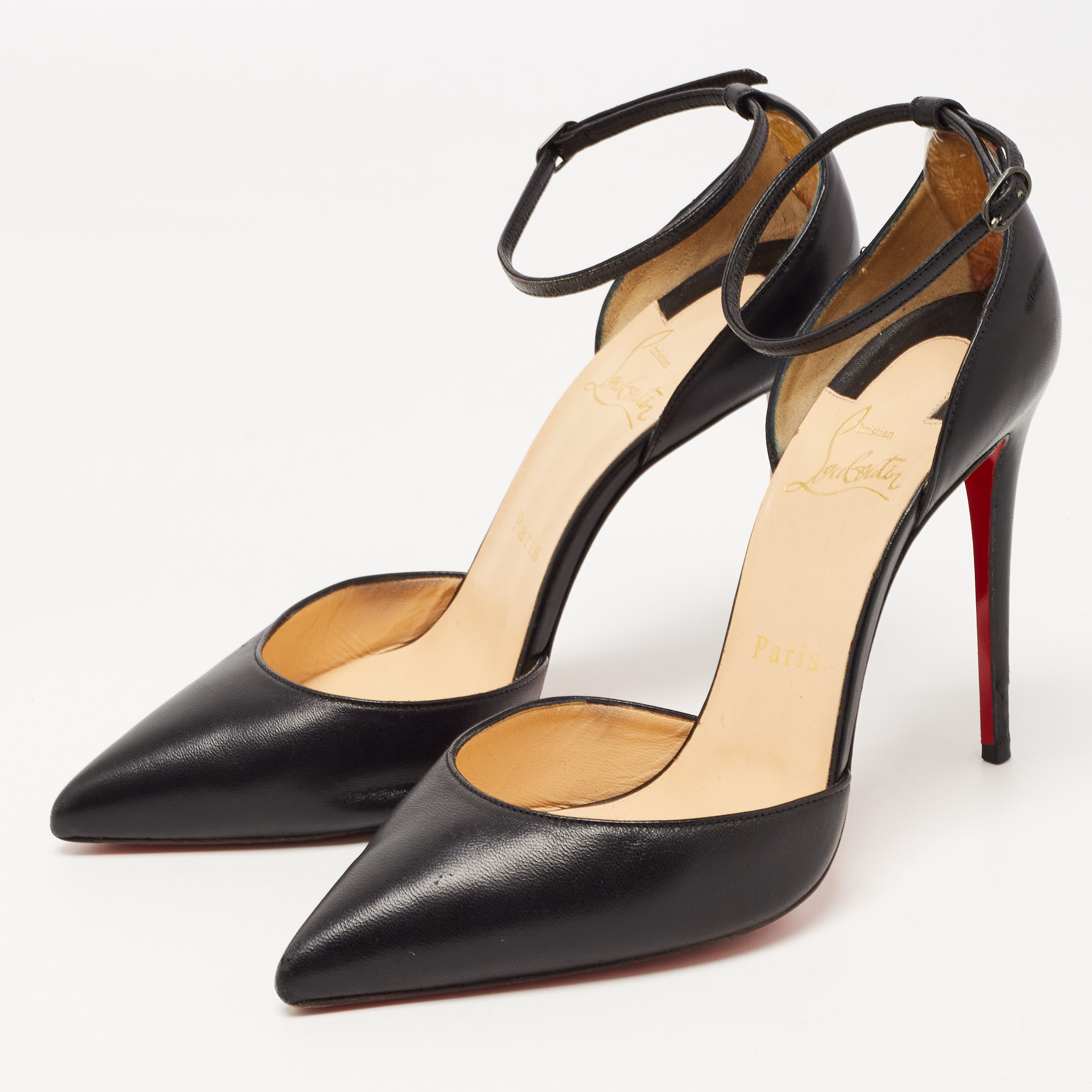 

Christian Louboutin Black Leather Uptown Ankle Strap Pumps Size