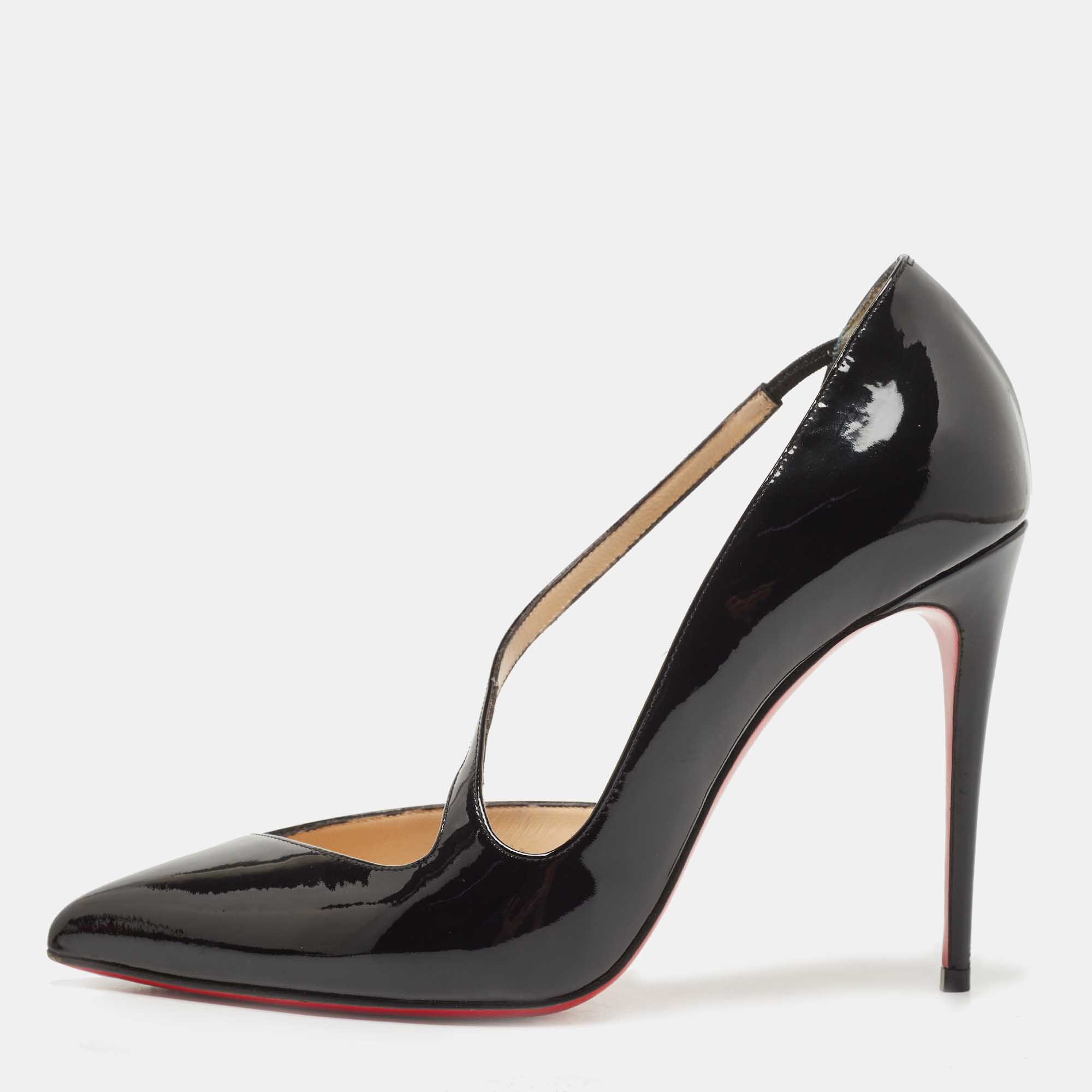 Christian Louboutin Black Patent Leather Jumping Pumps Size 38 ...